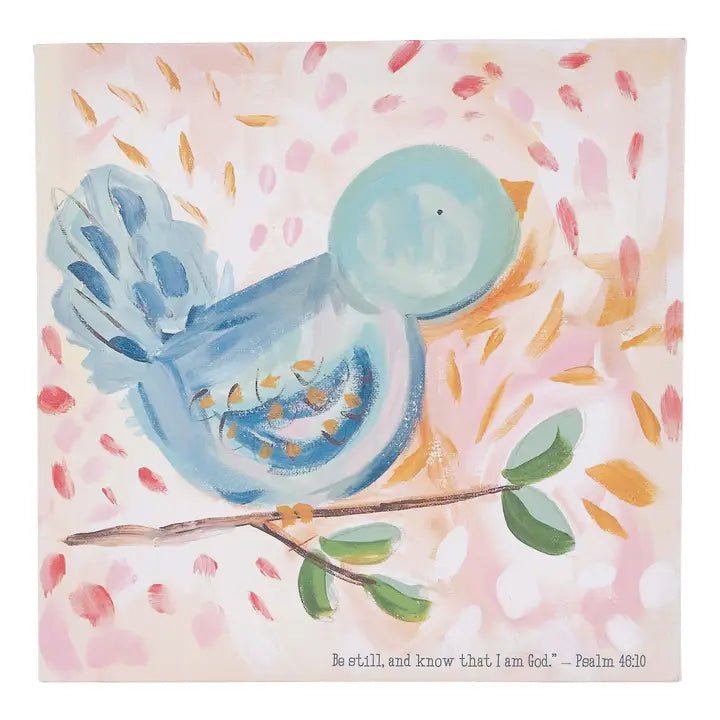 Blue Bird on Branch Canvas - Ballyhoo Boutique and Gift