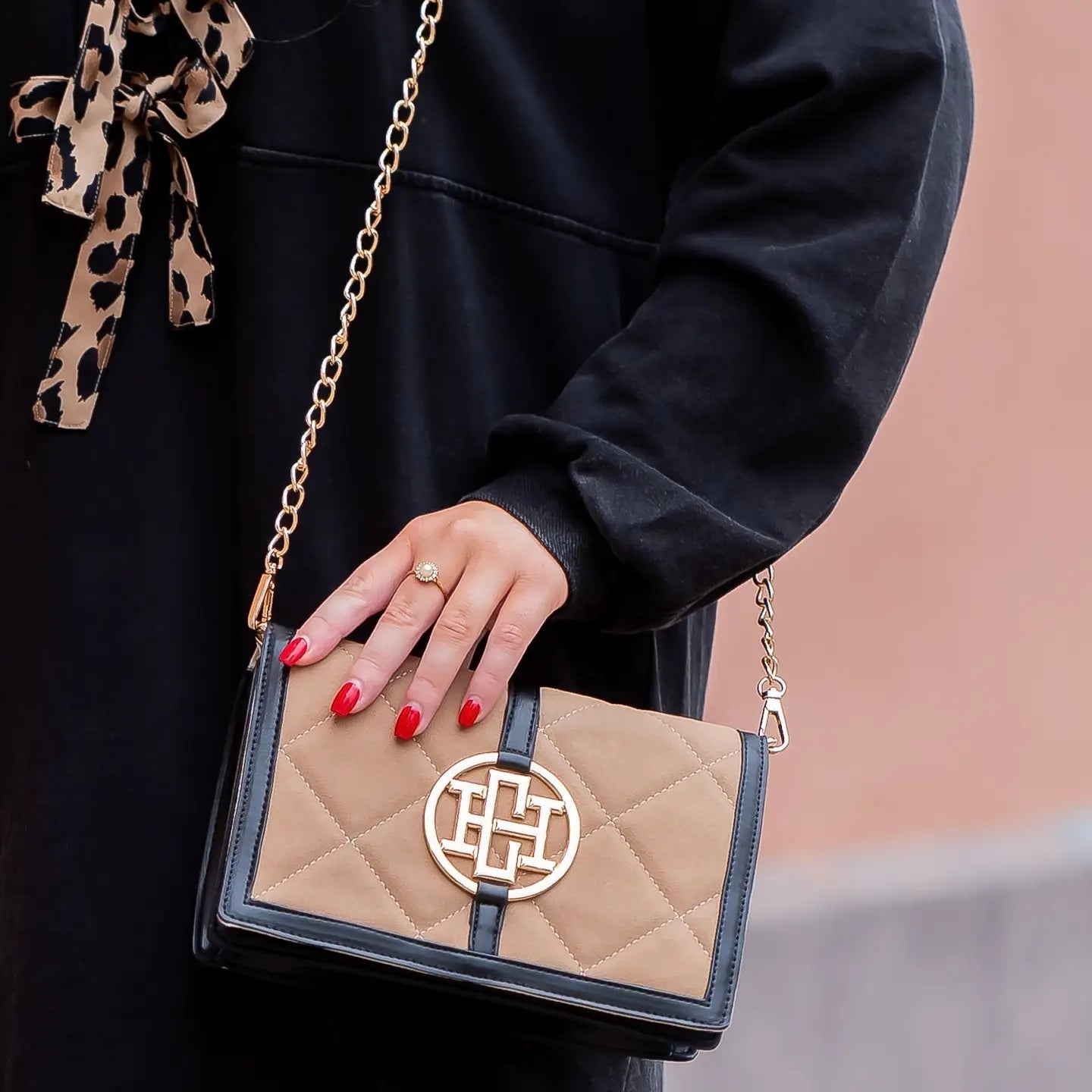 Cecilia Circle Latte/BlackHandbag - Ballyhoo Boutique and Gift