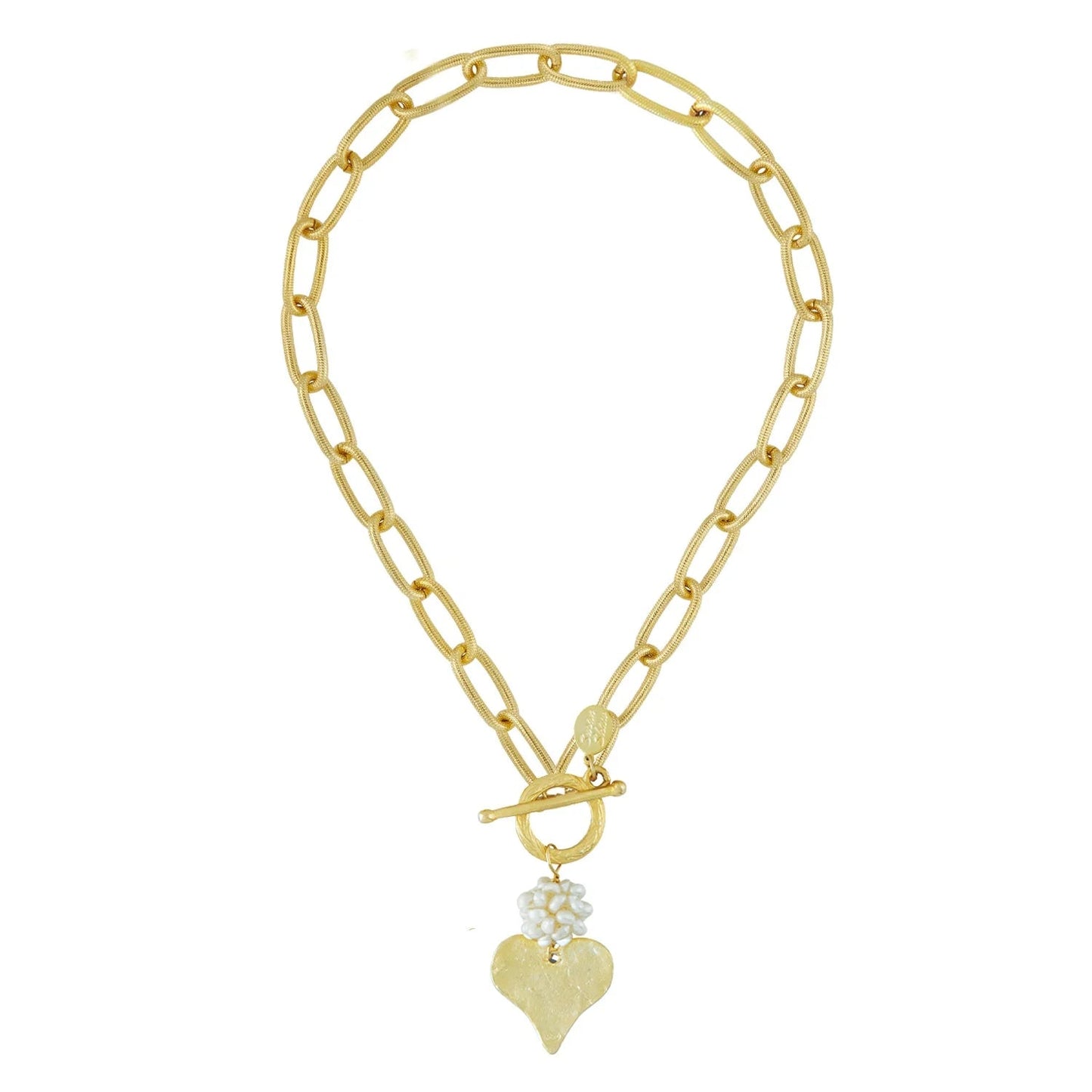 Pearl Cluster+Heart Toggle Necklace - Ballyhoo Boutique and Gift