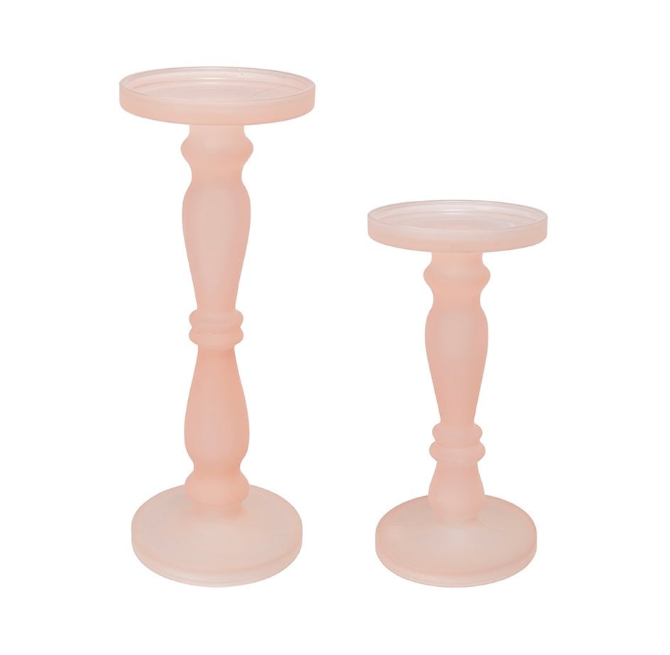 Pedestal Glass Candle Holders (Set of 2) - Ballyhoo Boutique and Gift