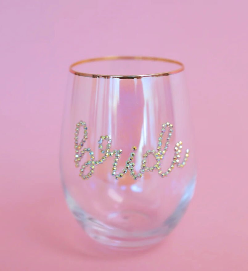 Rhinestone Bride Wine Glass - Ballyhoo Boutique and Gift