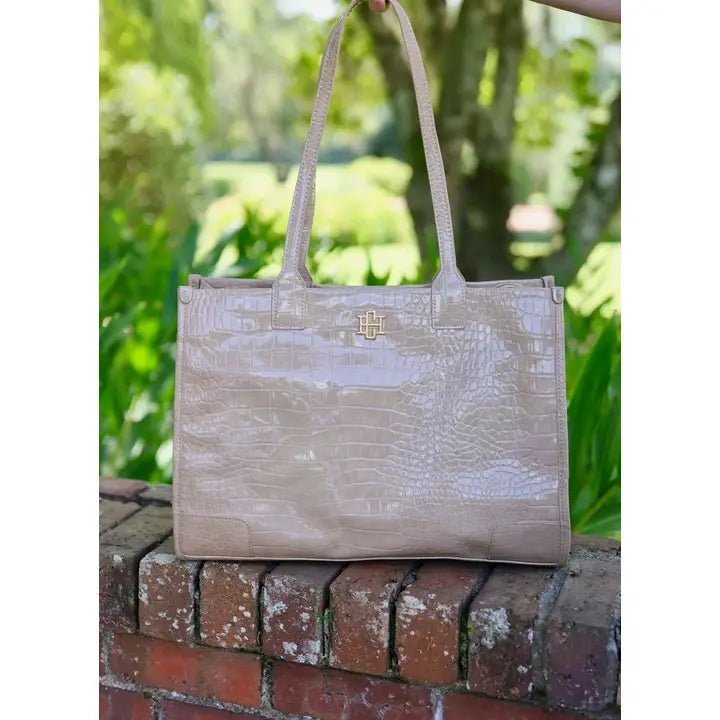 Shane Tote Taupe Patent - Ballyhoo Boutique and Gift