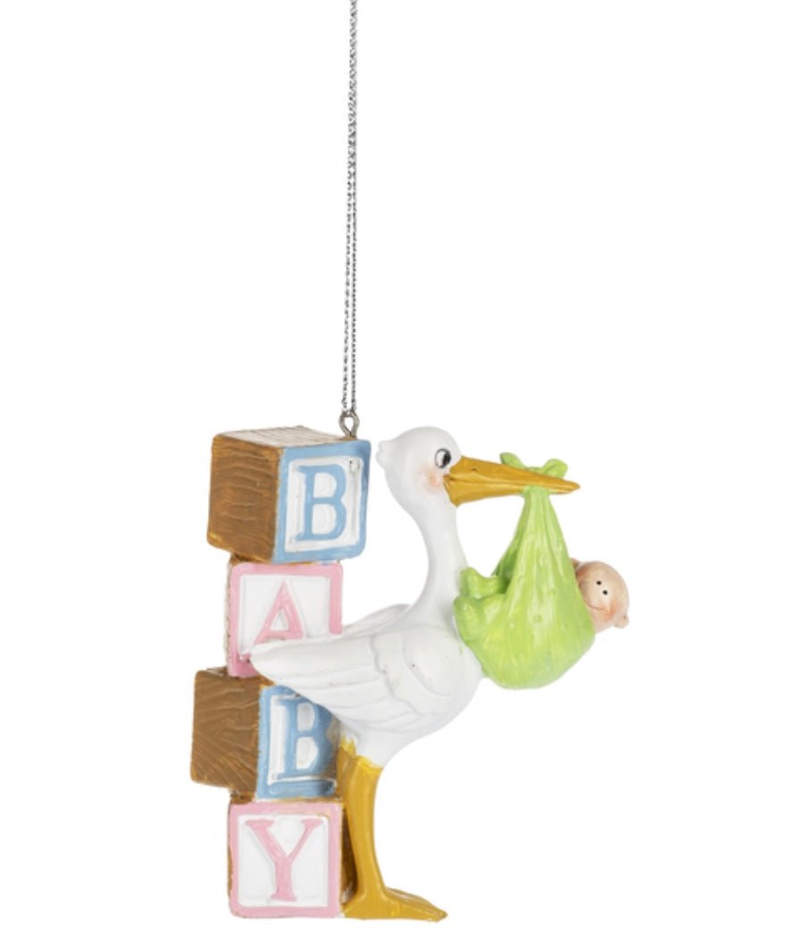 Stork Baby ornament - Ballyhoo Boutique and Gift