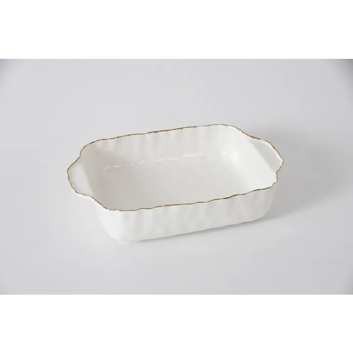 11x9 Gold Rim Sqaure Baking Dish - Ballyhoo Boutique and Gift