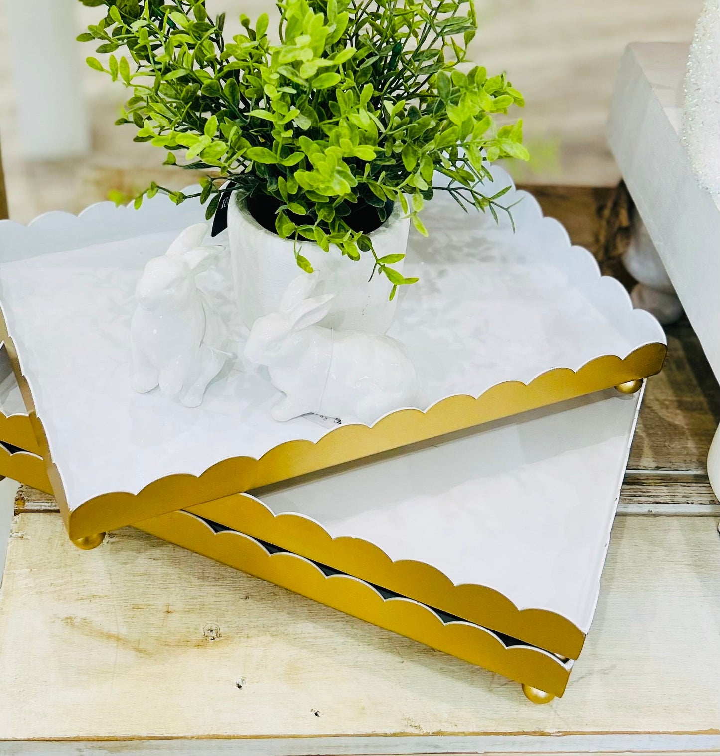 14" Metal Scalloped Tray - Ballyhoo Boutique and Gift
