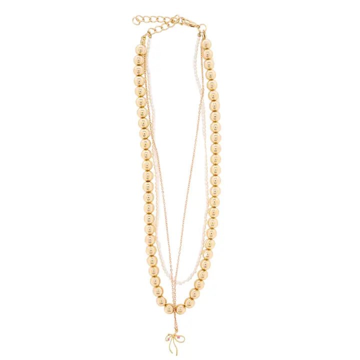 3 Strand Necklace w/Bow - Ballyhoo Boutique and Gift