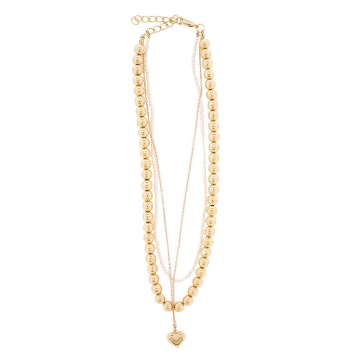3 Strand Necklace w/Heart - Ballyhoo Boutique and Gift