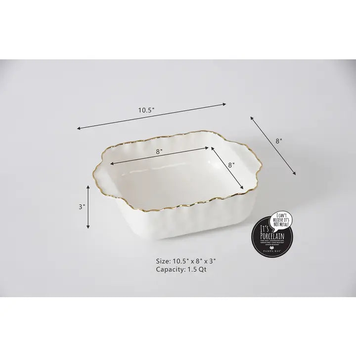 8x8 Gold Rim Square Baking Dish