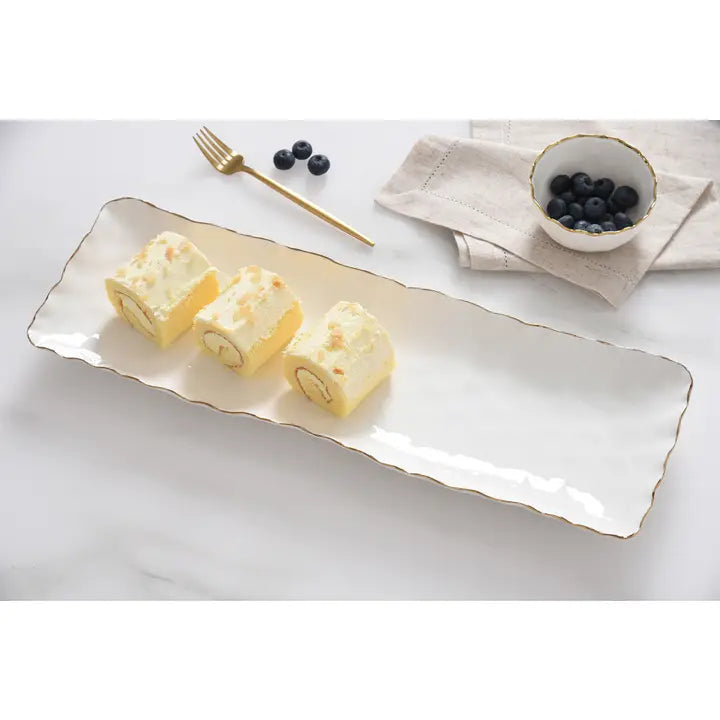 Rectangular Server w/ Gold Trim