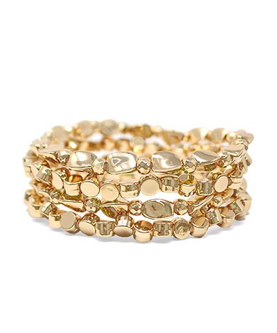 4 Row Disc Beaded Metal Bracelet - Ballyhoo Boutique and Gift