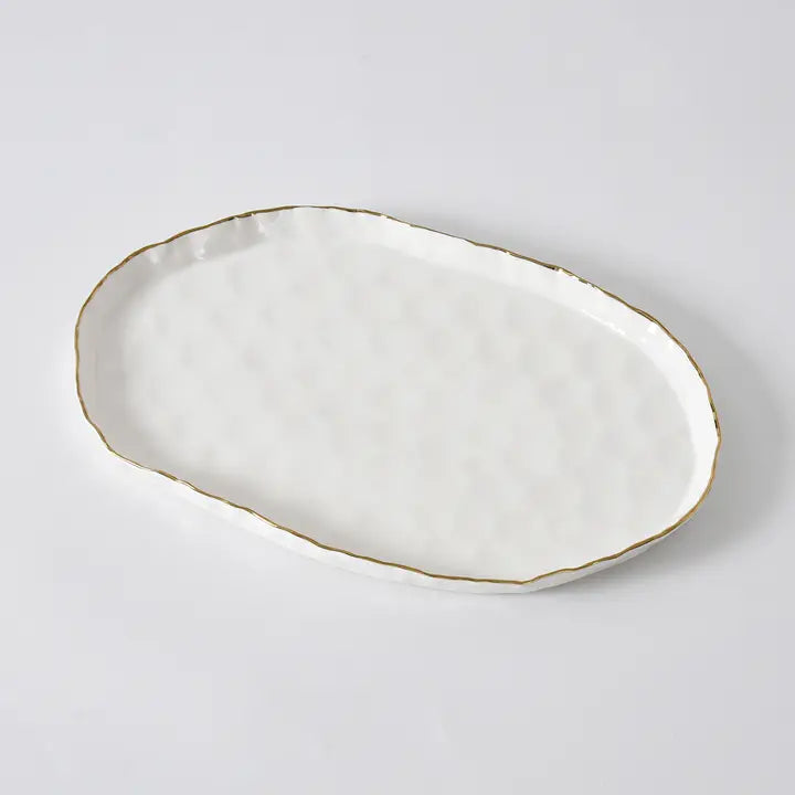 Medium Oval Platter w/ Gold Rim