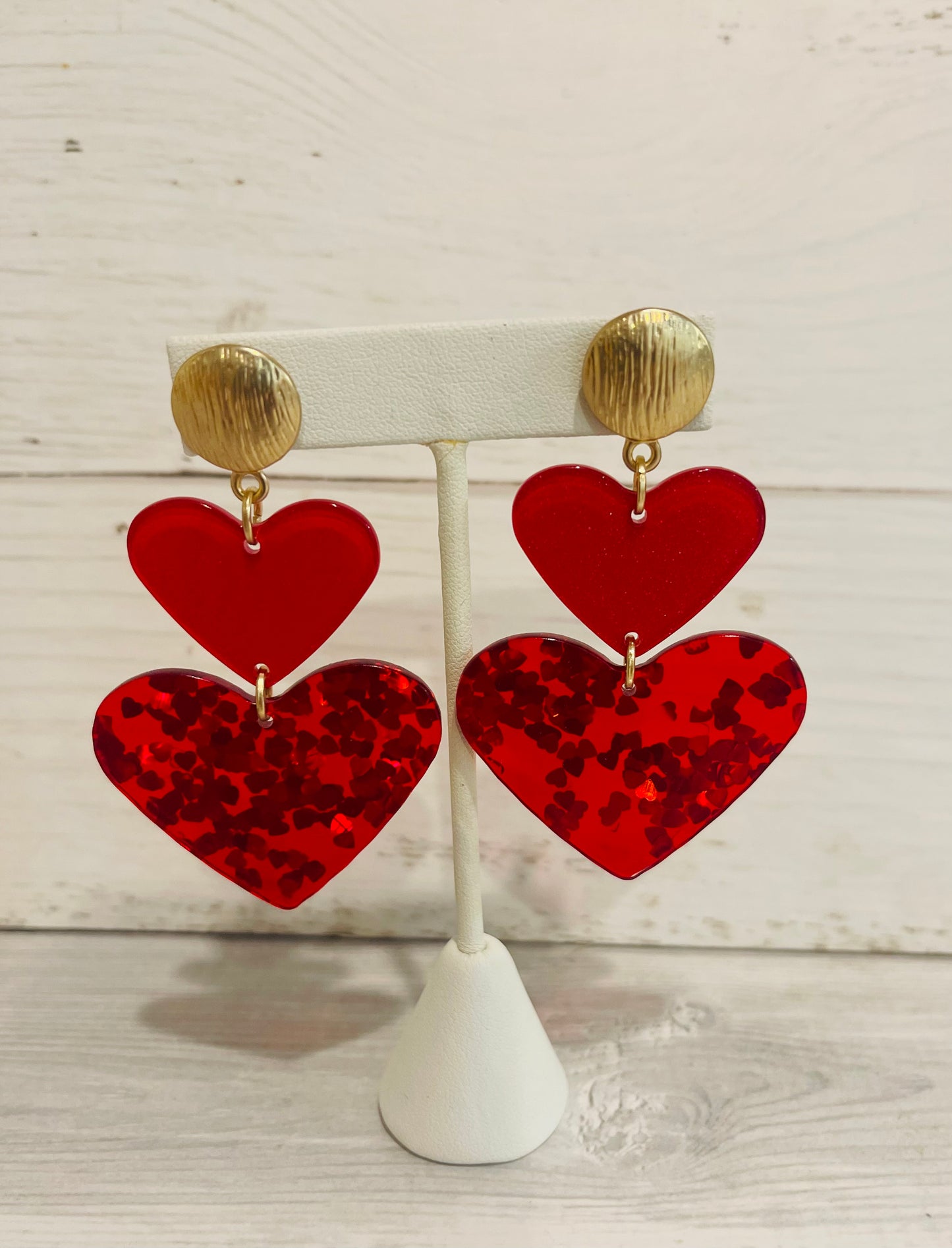 Double Stack Heart Earrings