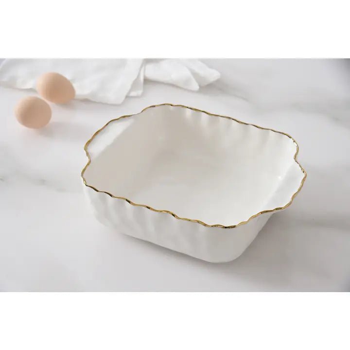 8x8 Gold Rim Square Baking Dish - Ballyhoo Boutique and Gift