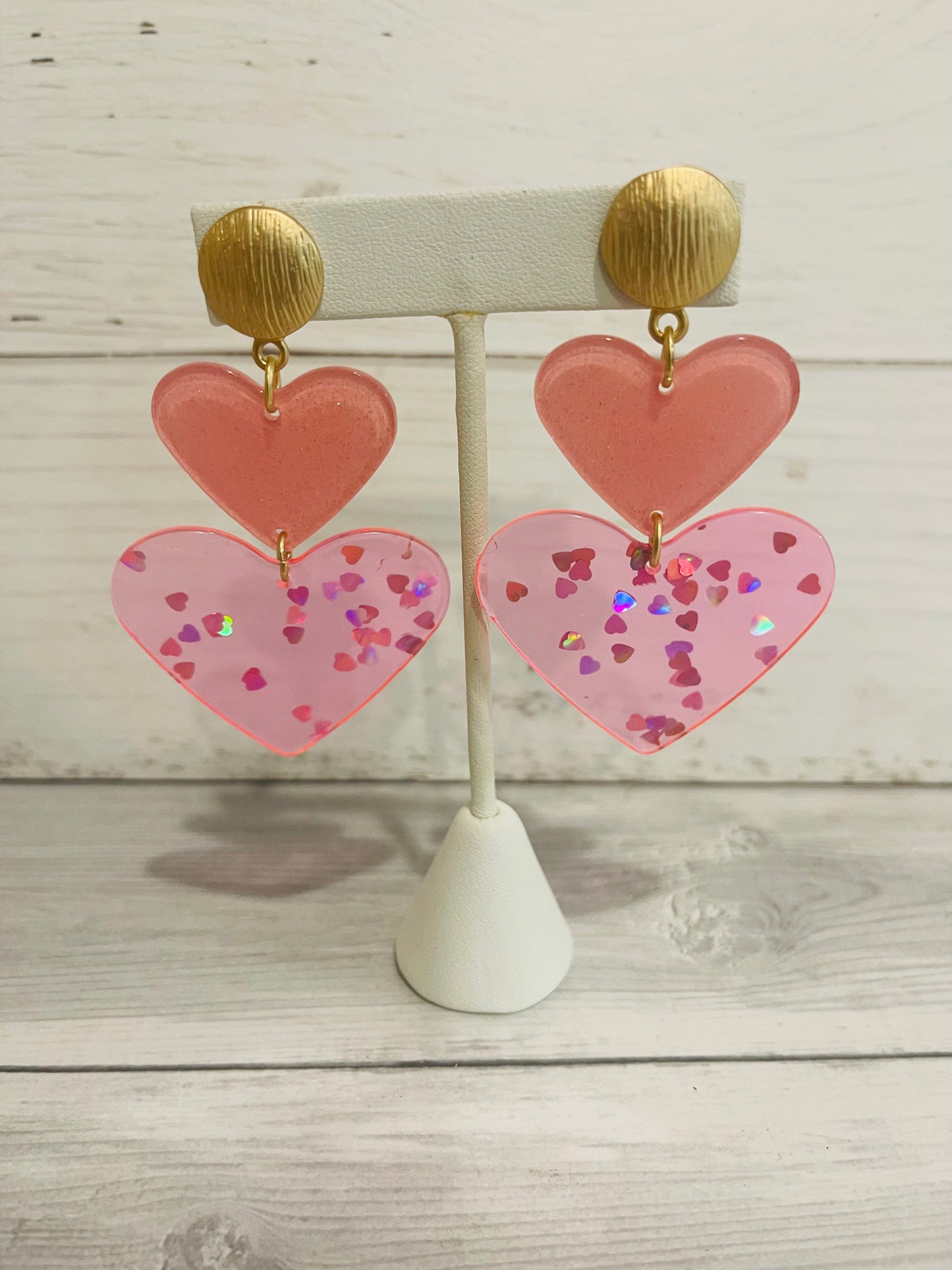 Double Stack Heart Earrings