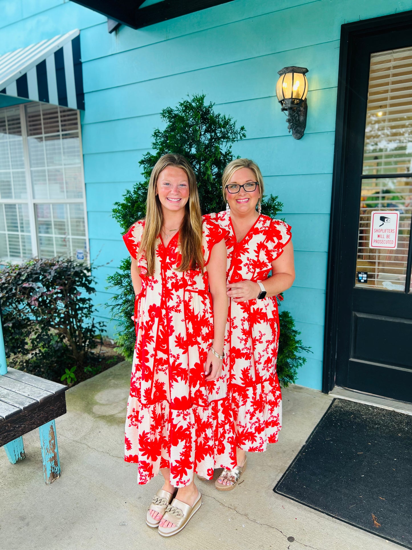 Red Botanical Classic Dress