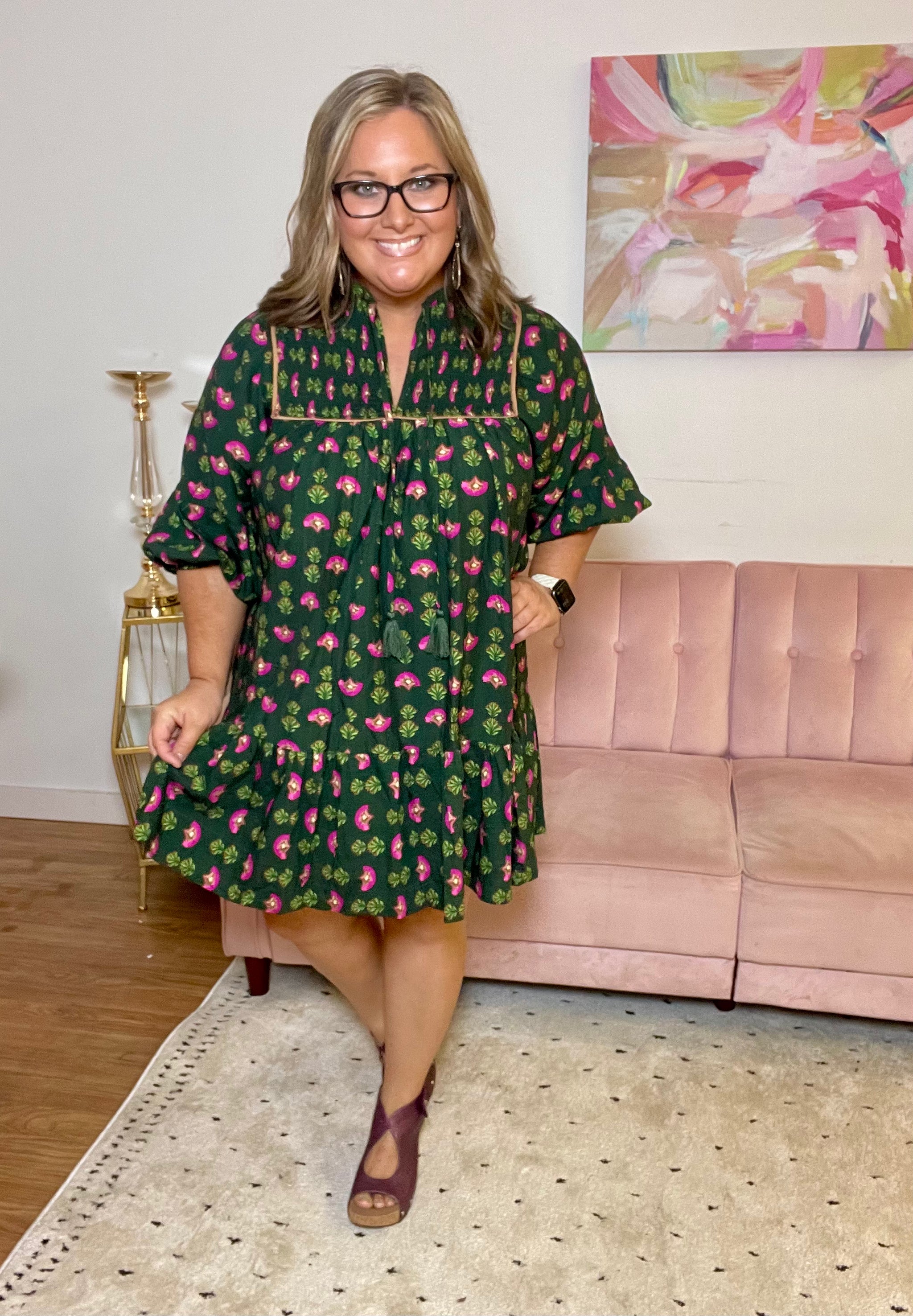 Pops of Pink Floral Dress