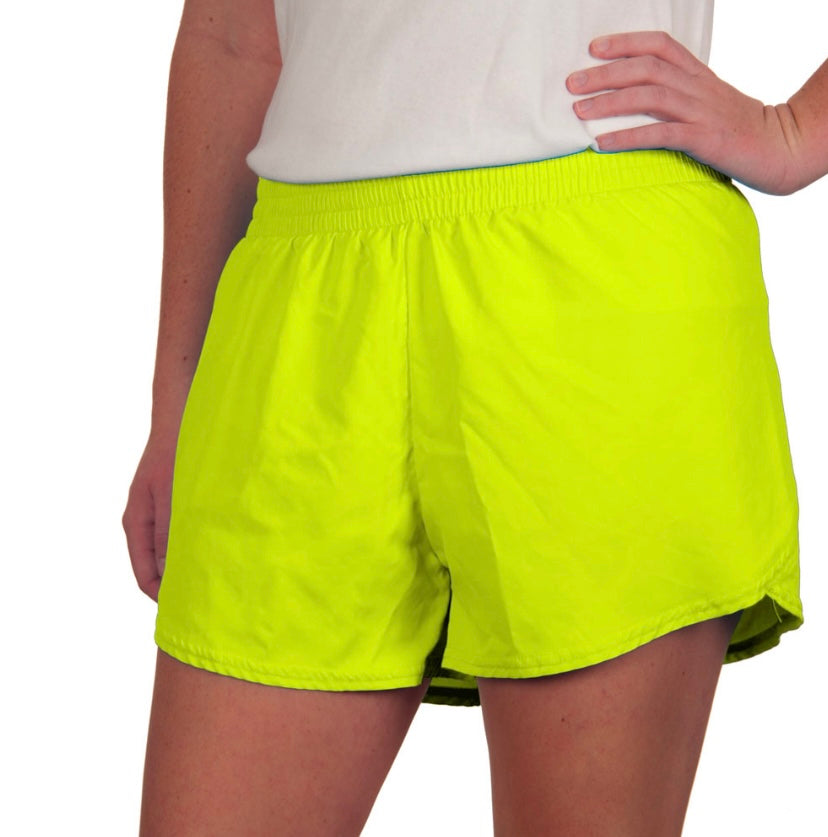 Neon yellow running shorts on sale