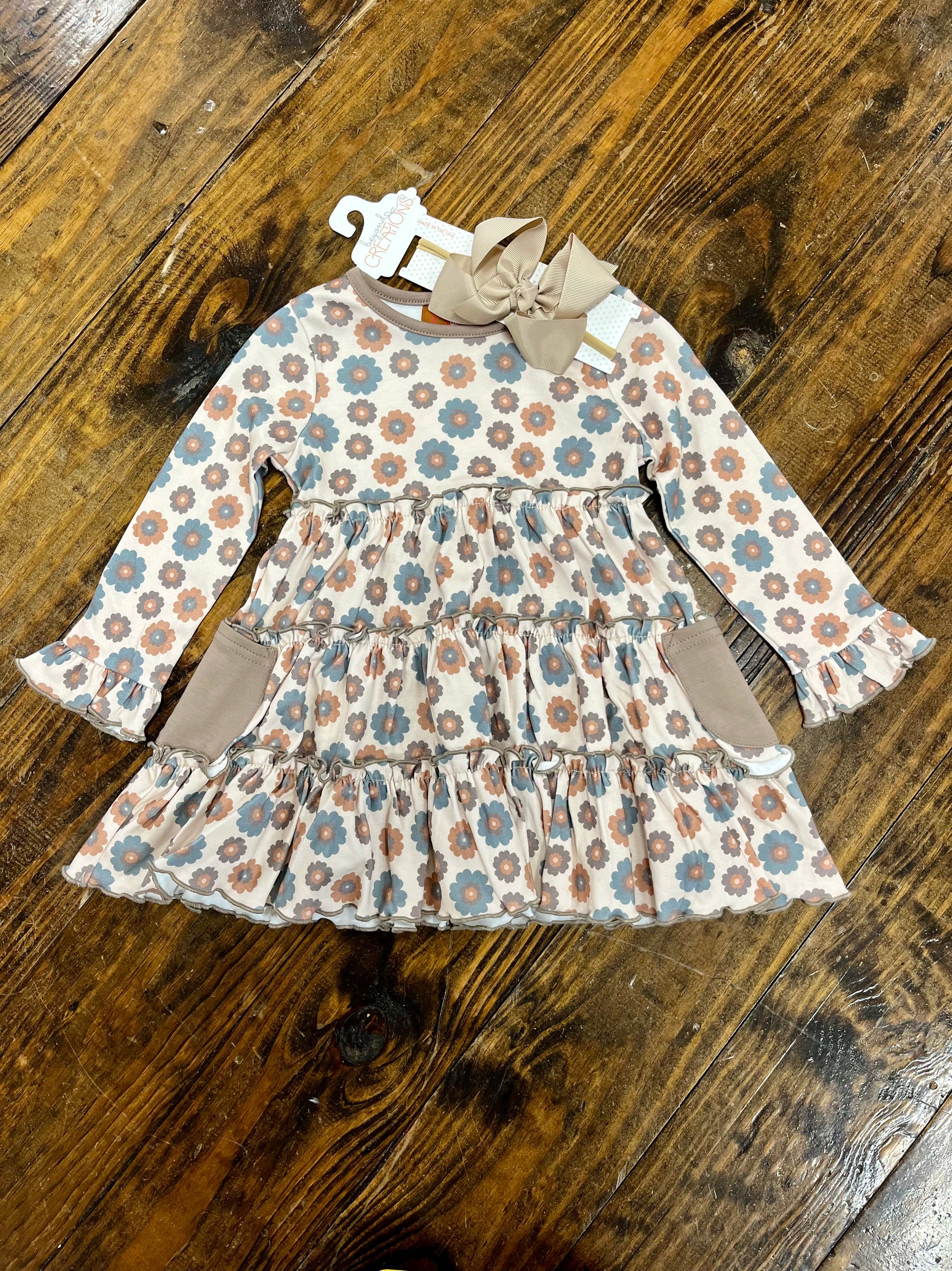 Girl's Mocha Floral Dress