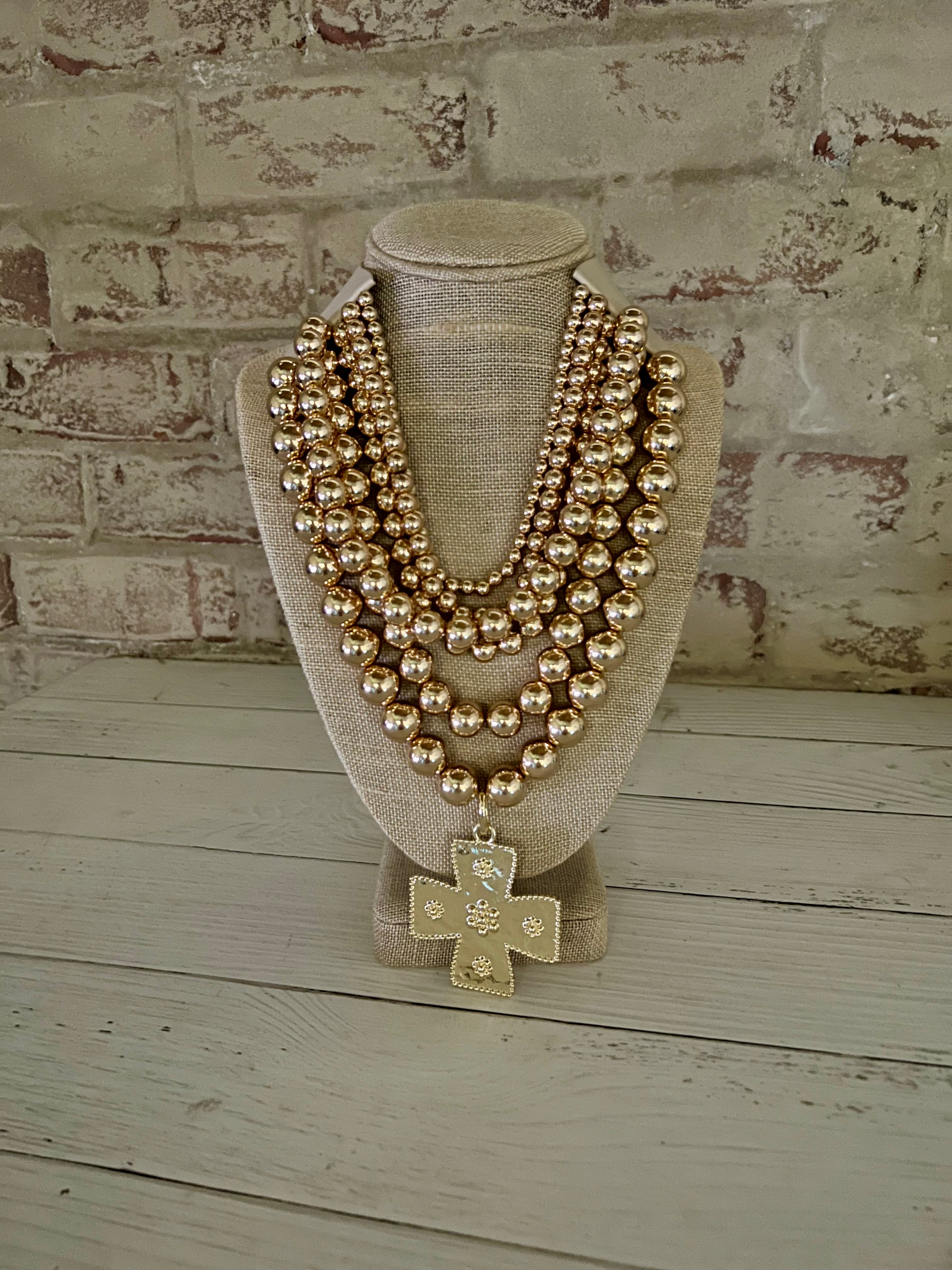 Magnetic Cross Beaded Necklace