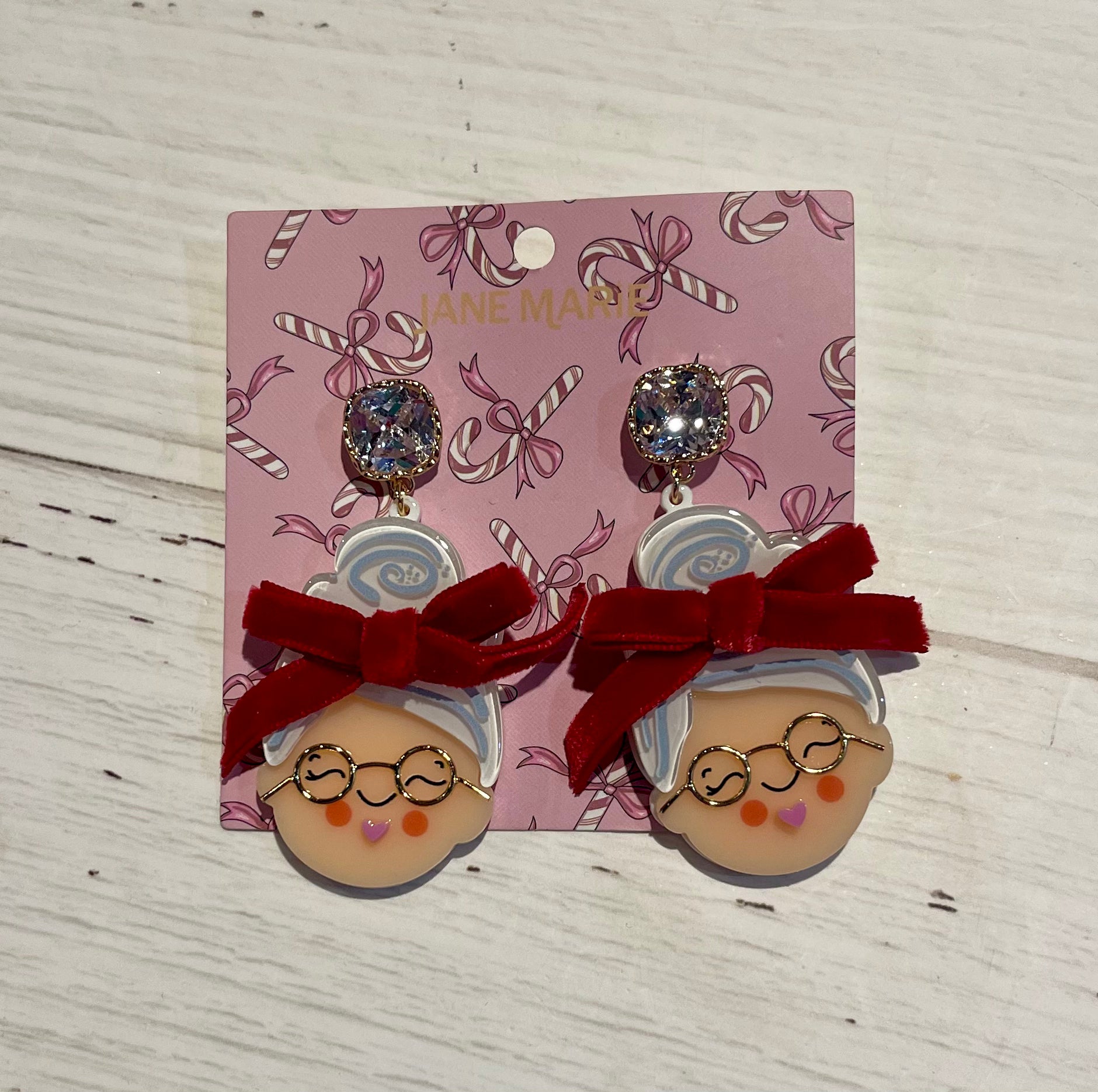 Crystal Drop Mrs. Claus Earring