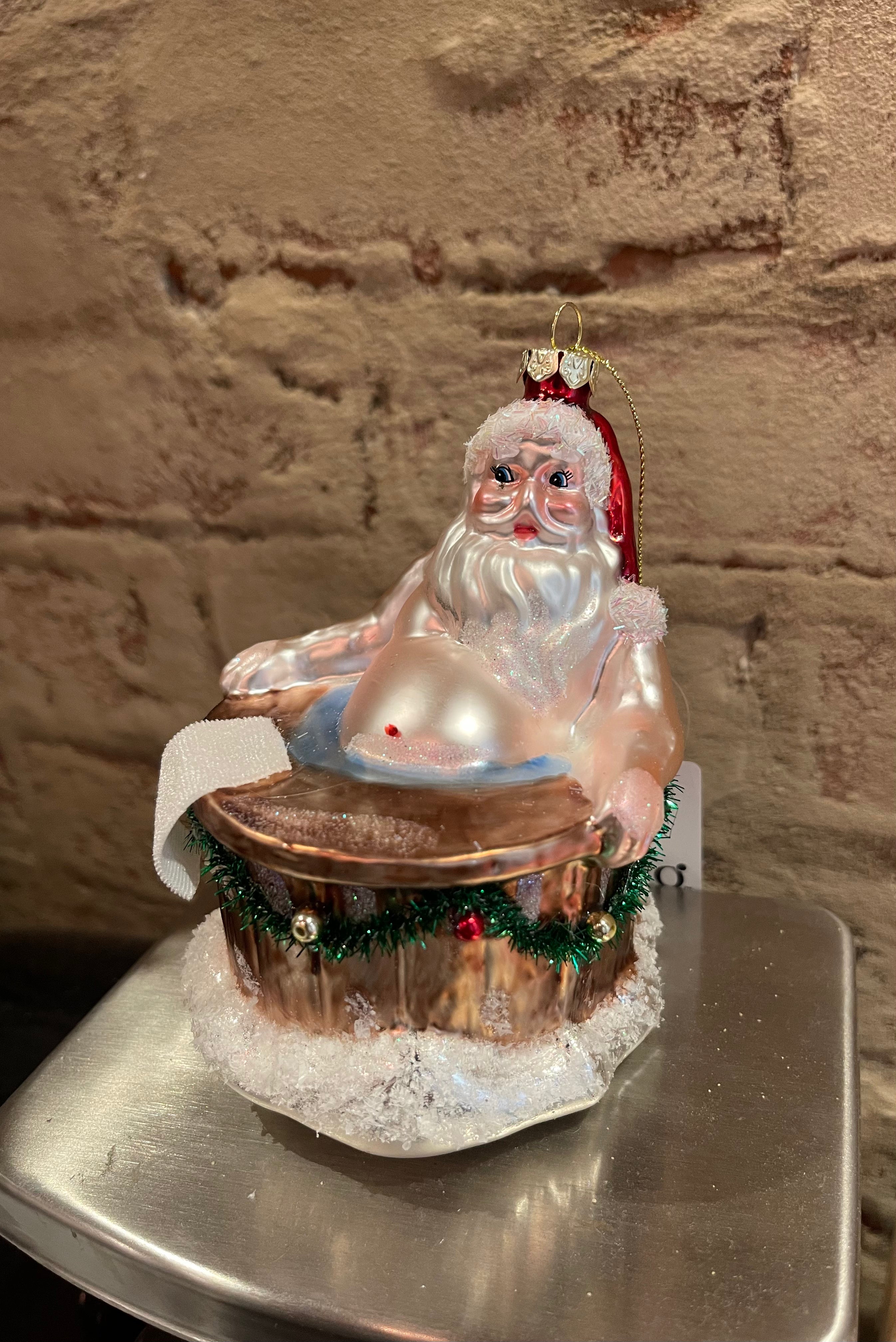 Santa Hot Tub Ornament