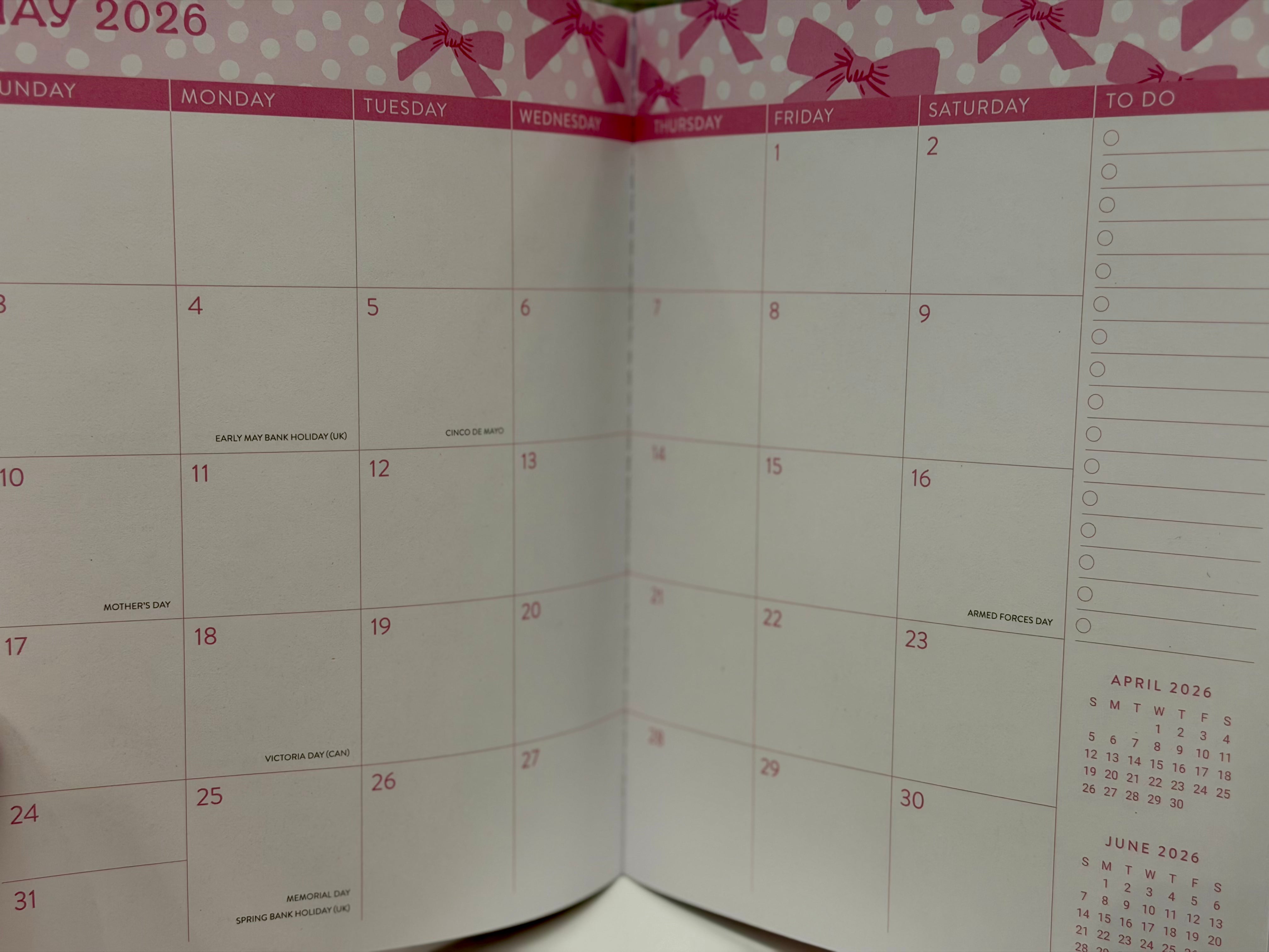 2026 Sweet Bows Monthly Planner