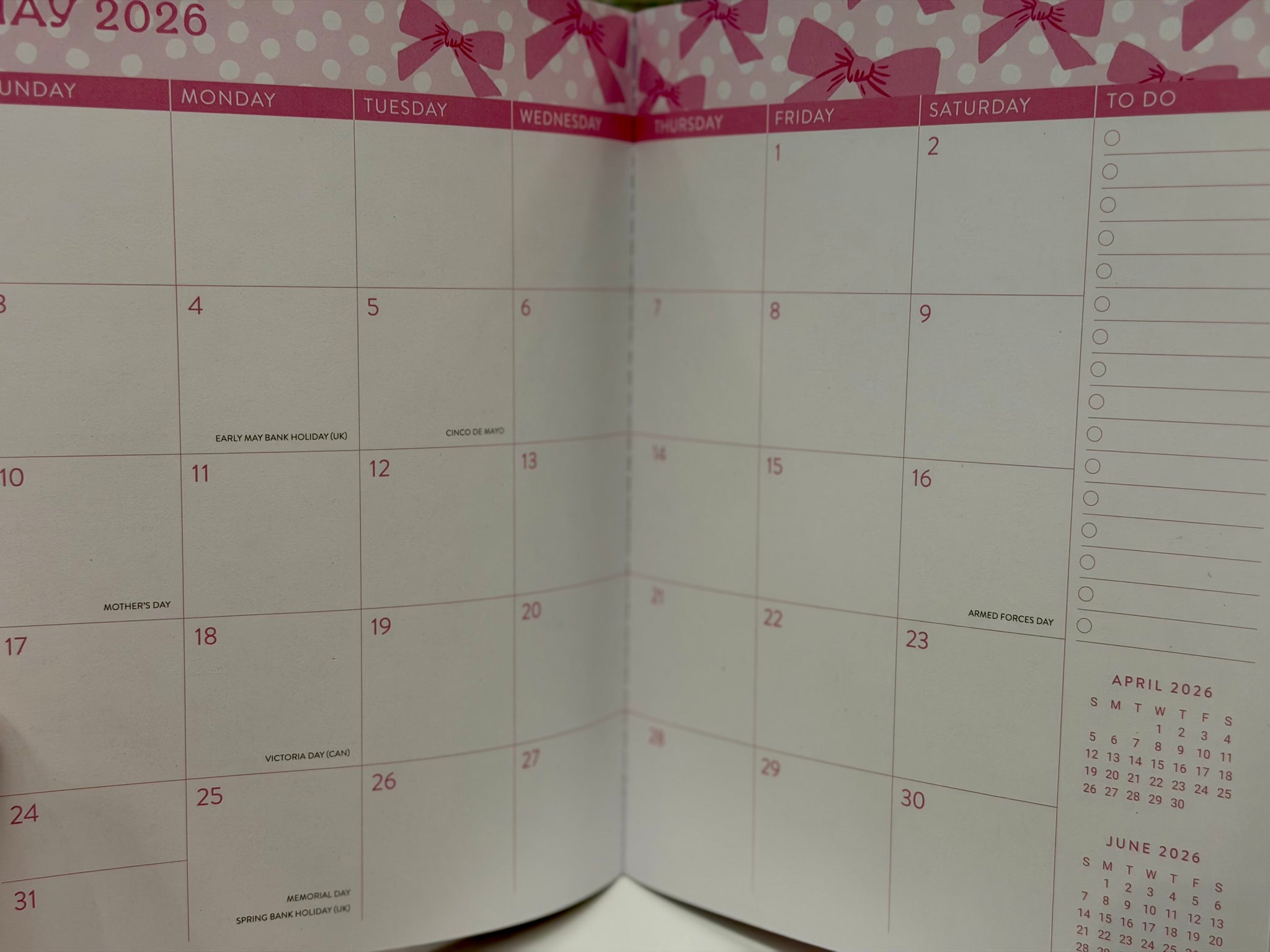 2026 Sweet Bows Monthly Planner