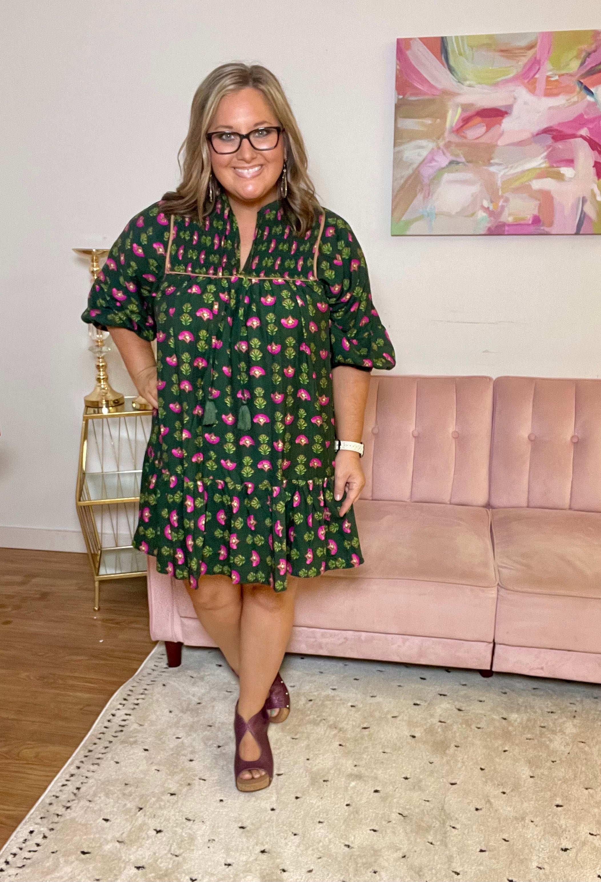Pops of Pink Floral Dress