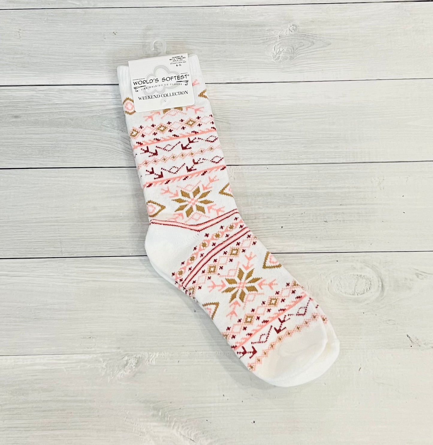 Fair Isle White Sock