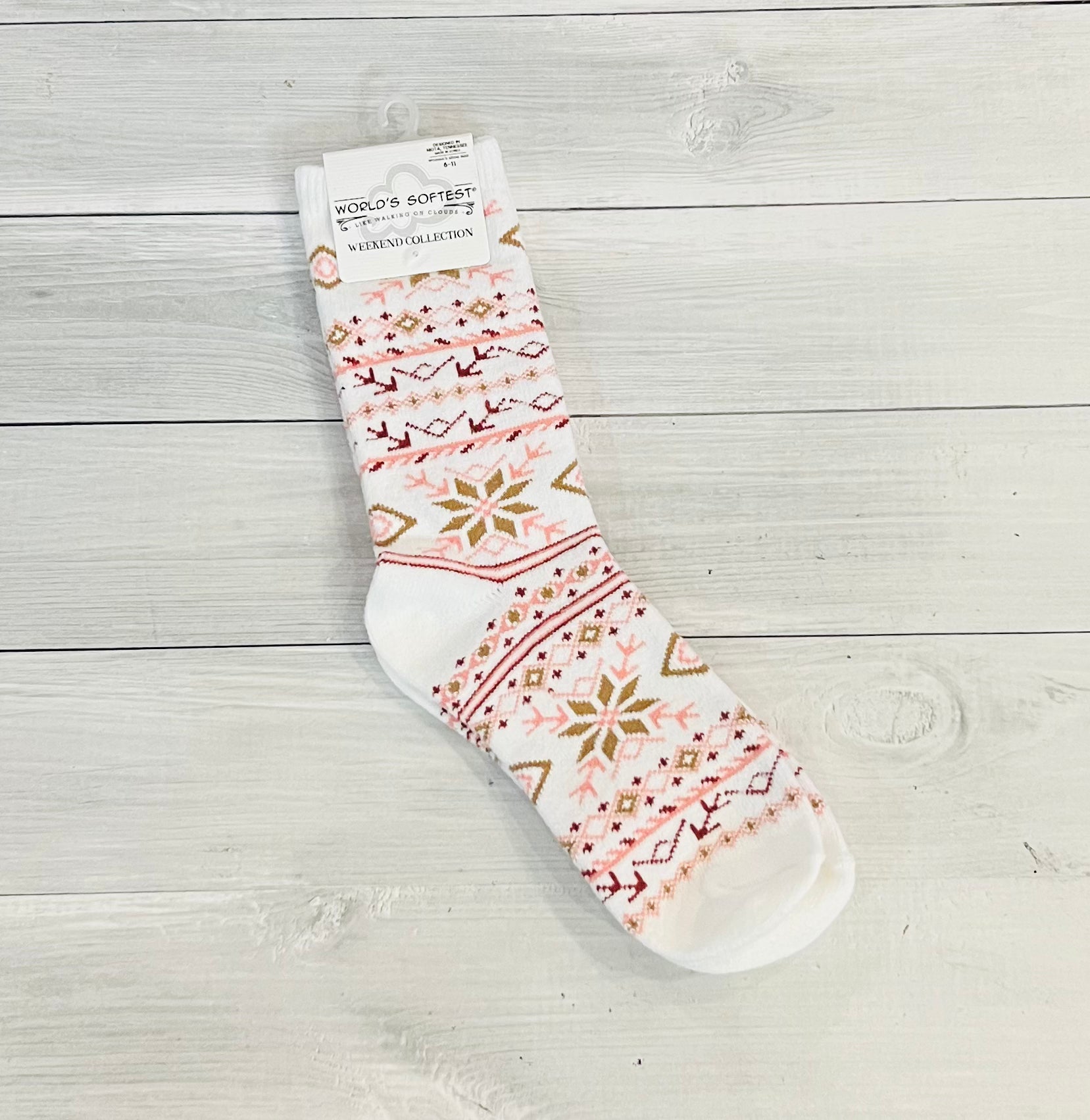 Fair Isle White Sock
