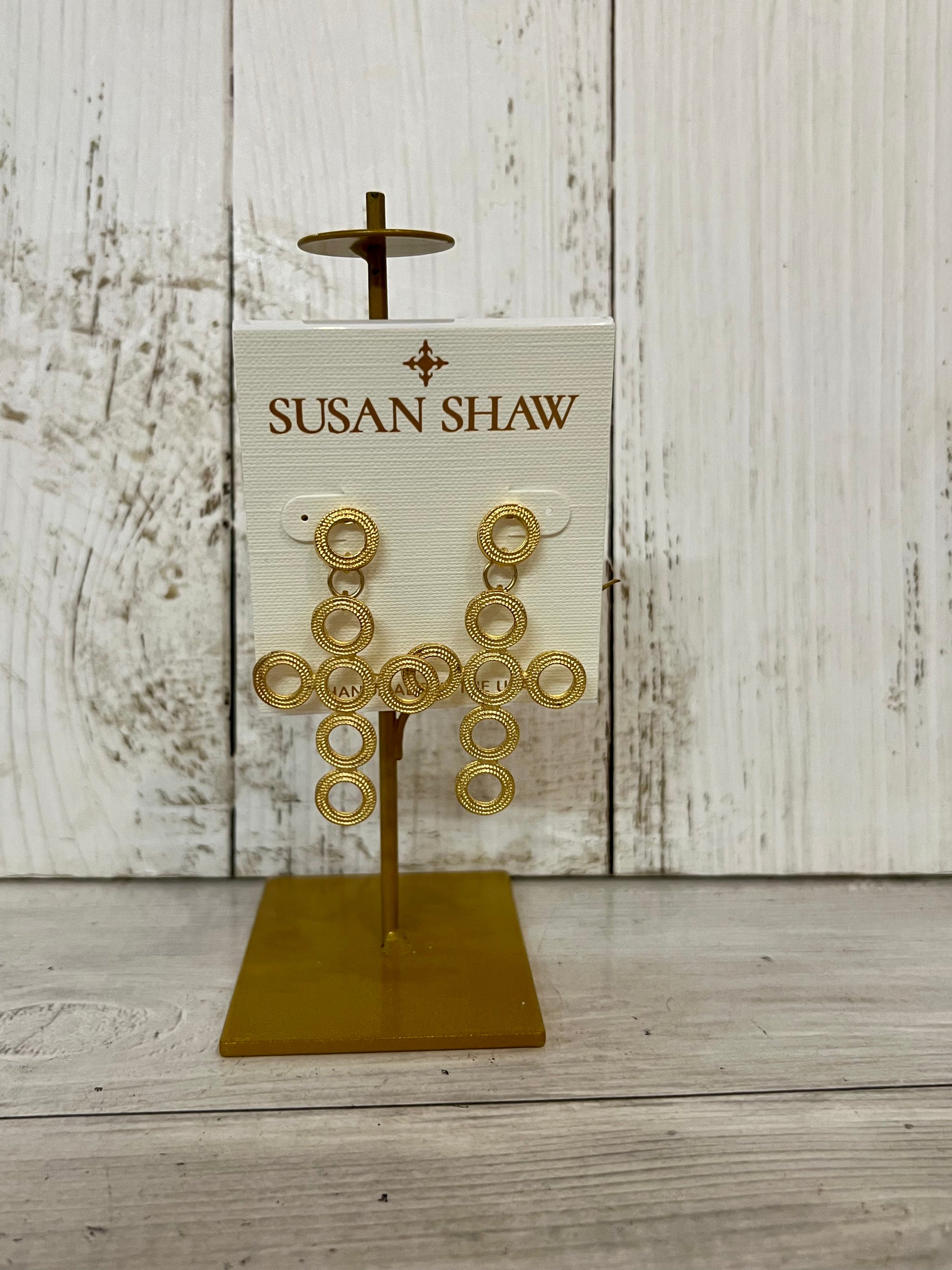 Gold Multi Circle Cross Earrings