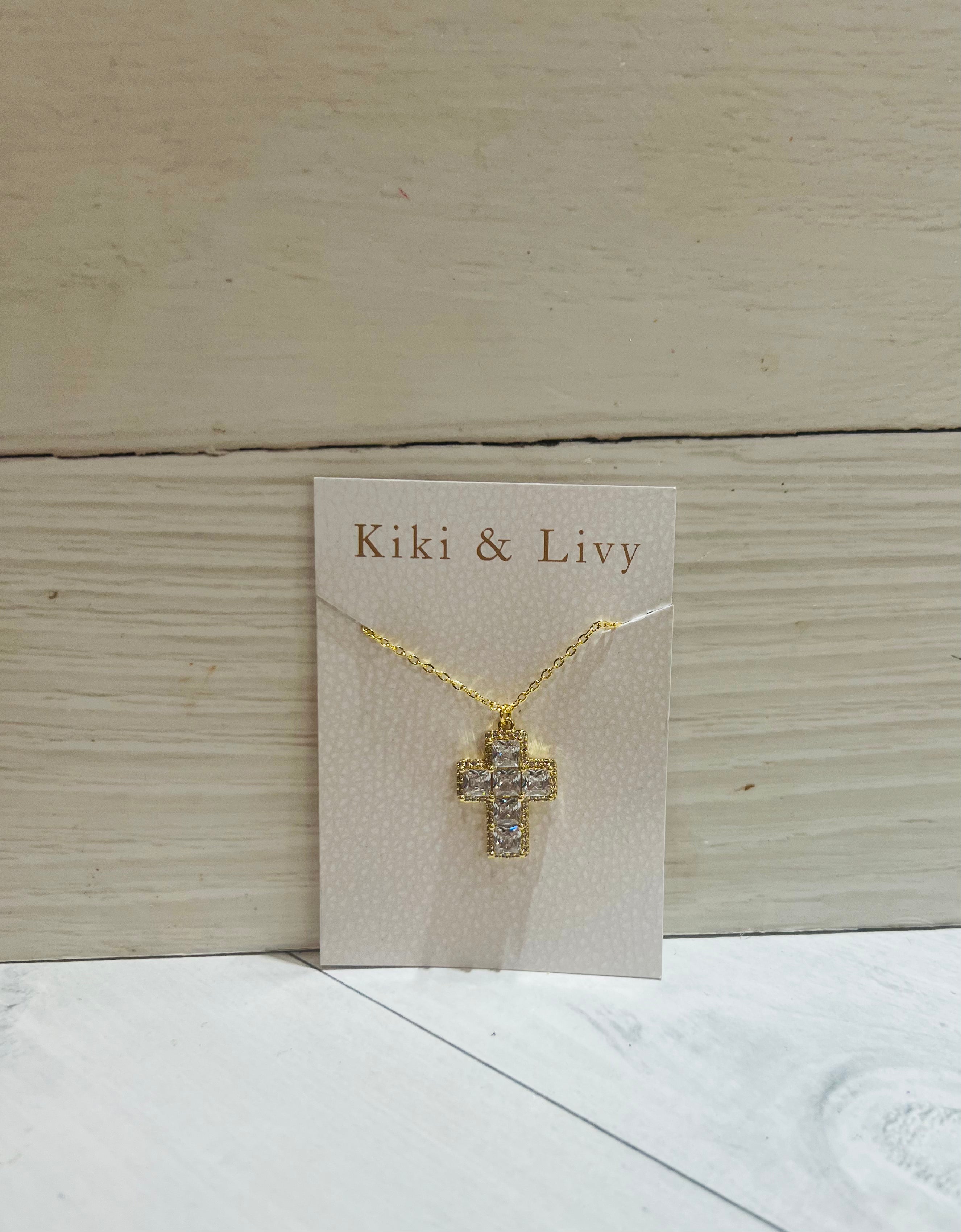 Square Stone Cross Necklace
