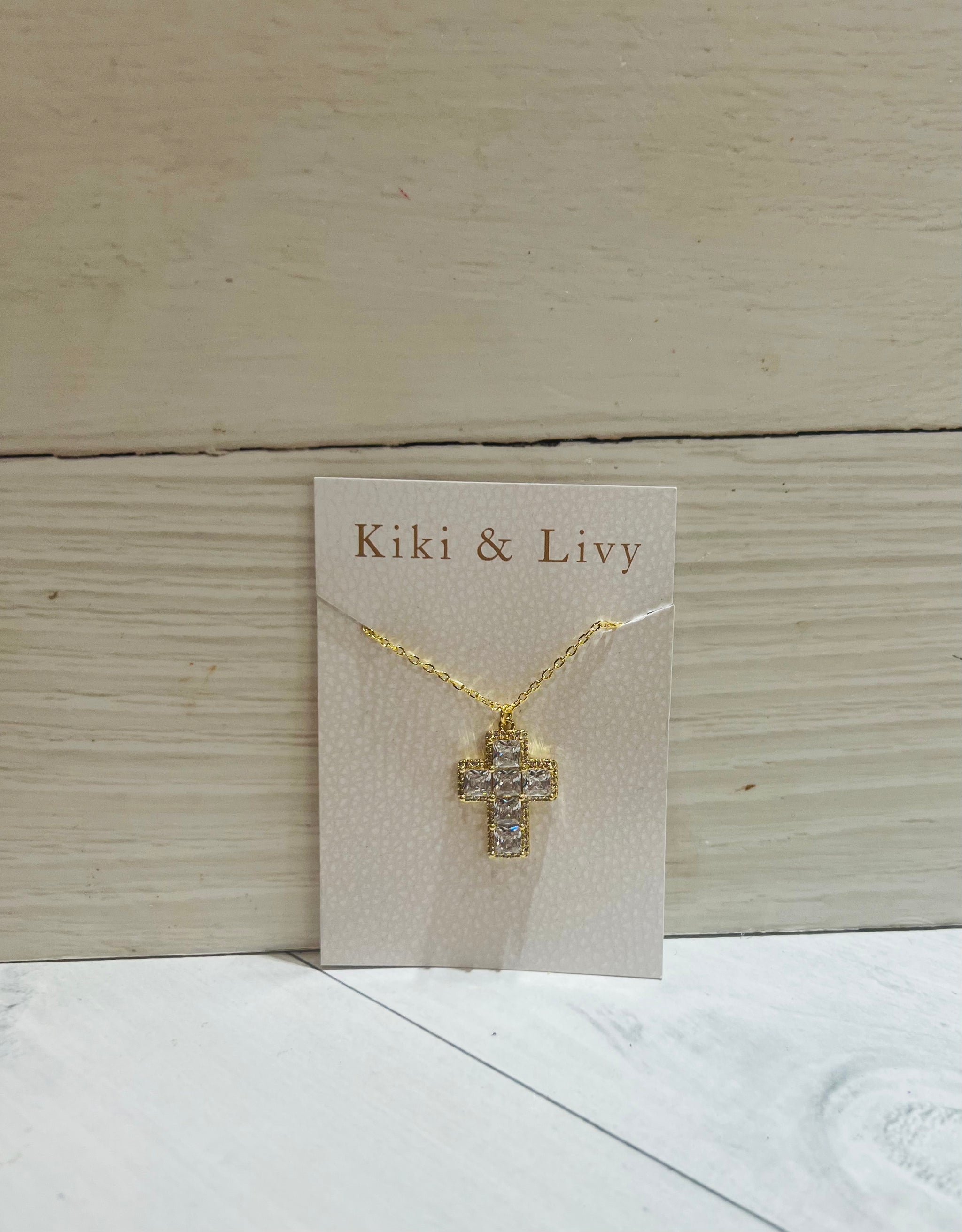 Square Stone Cross Necklace