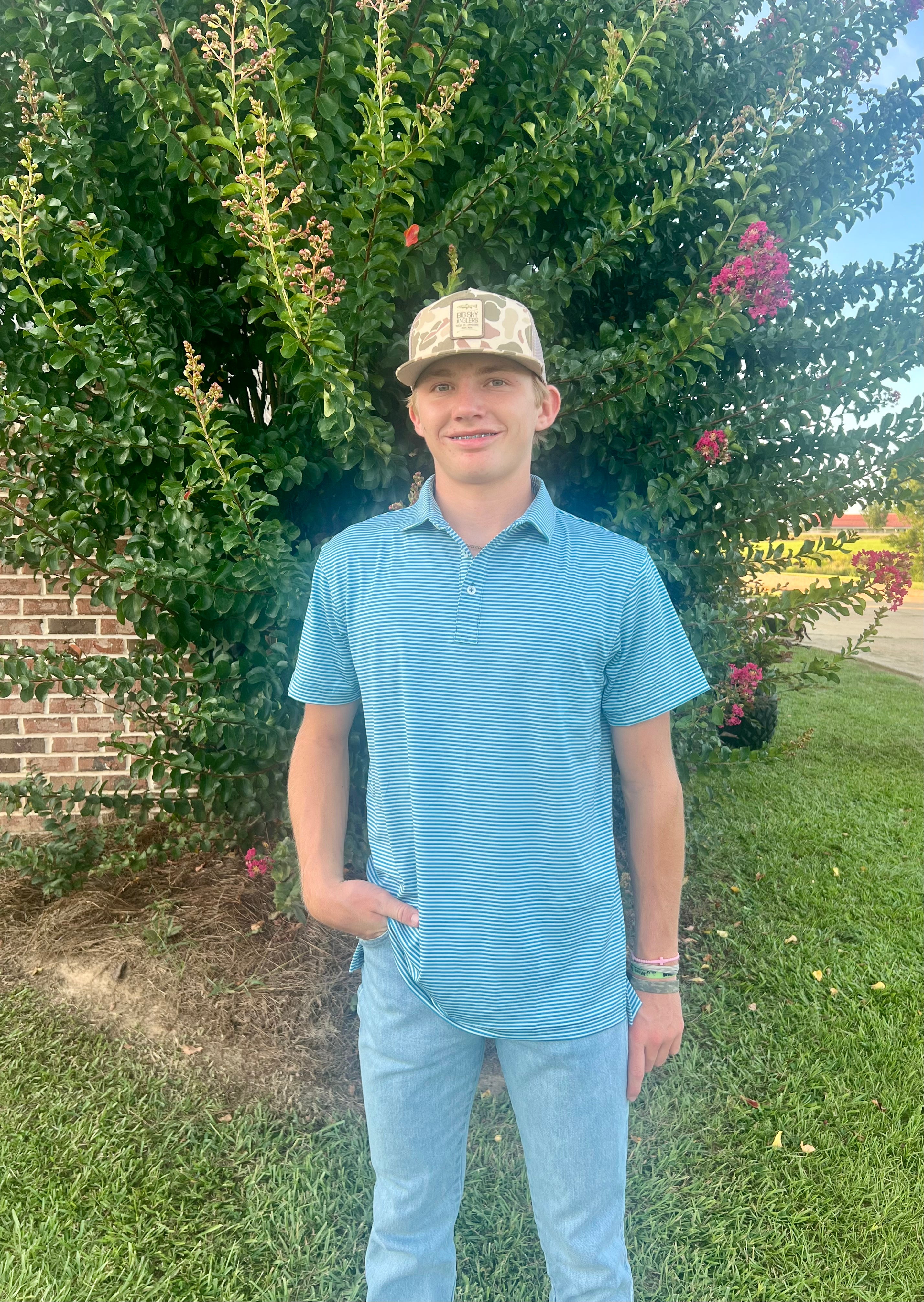 The Graduate Stripe Performance Polo