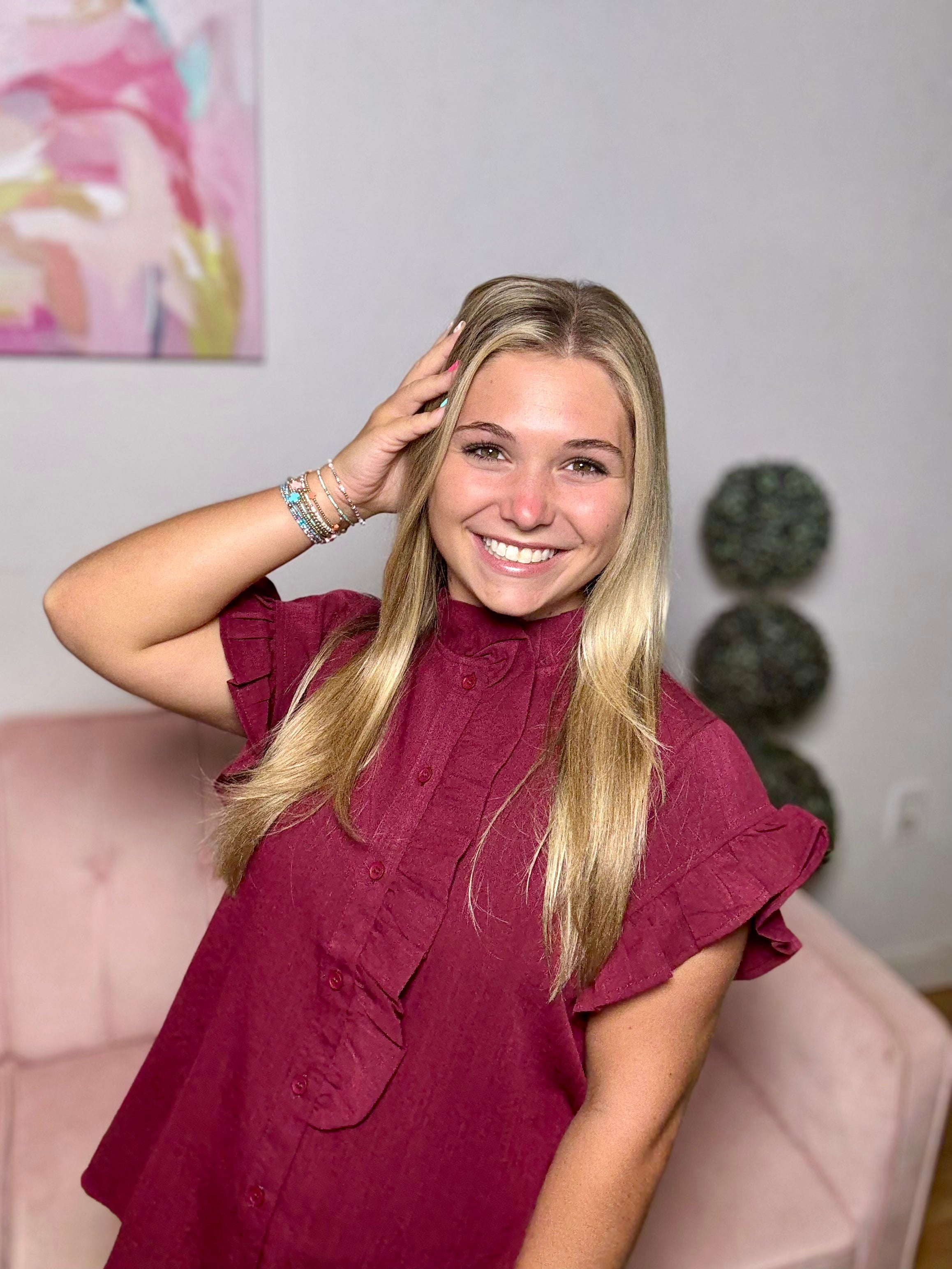 Burgundy Breeze Blouse