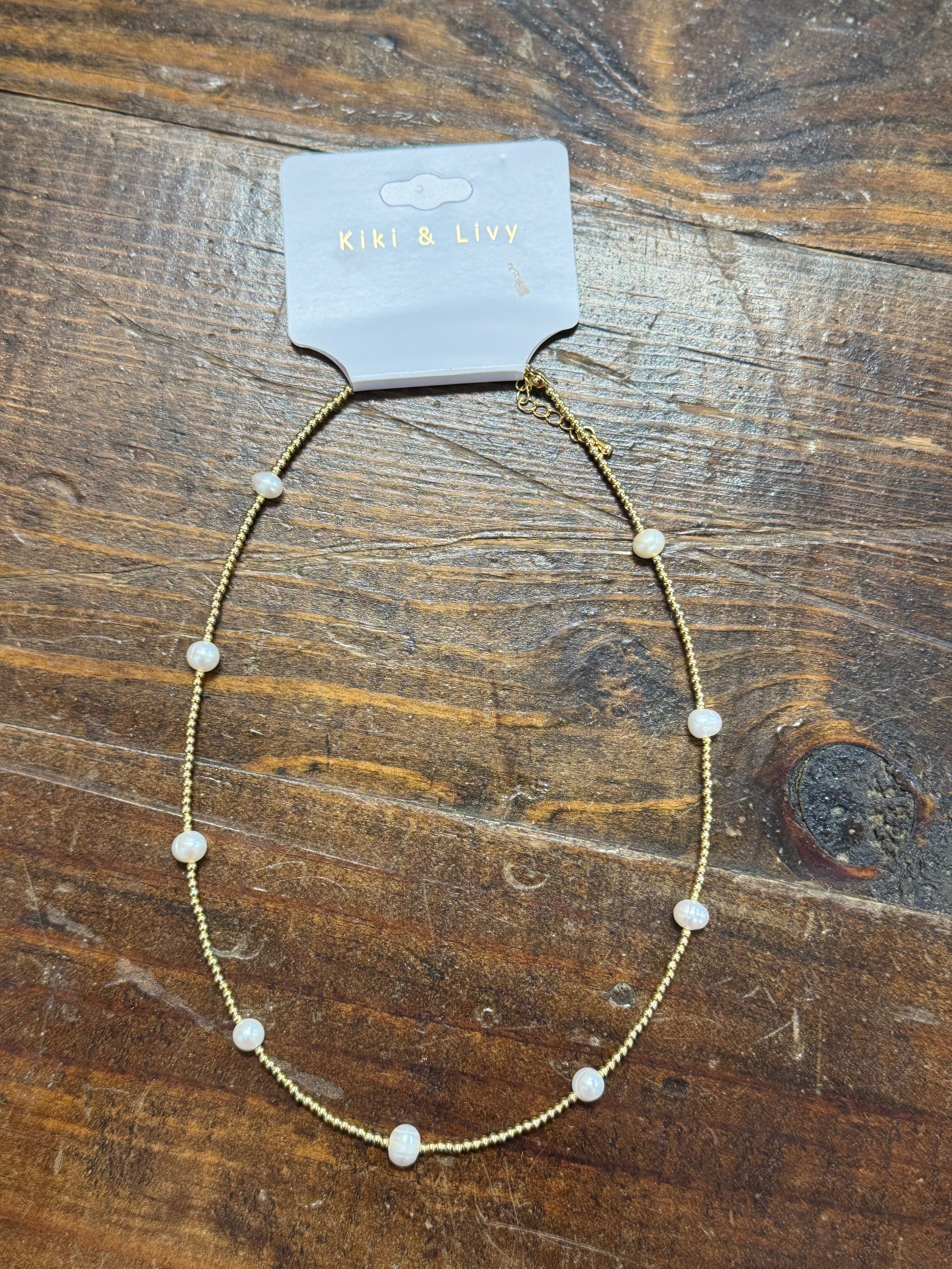 Gold/White Bead Choker