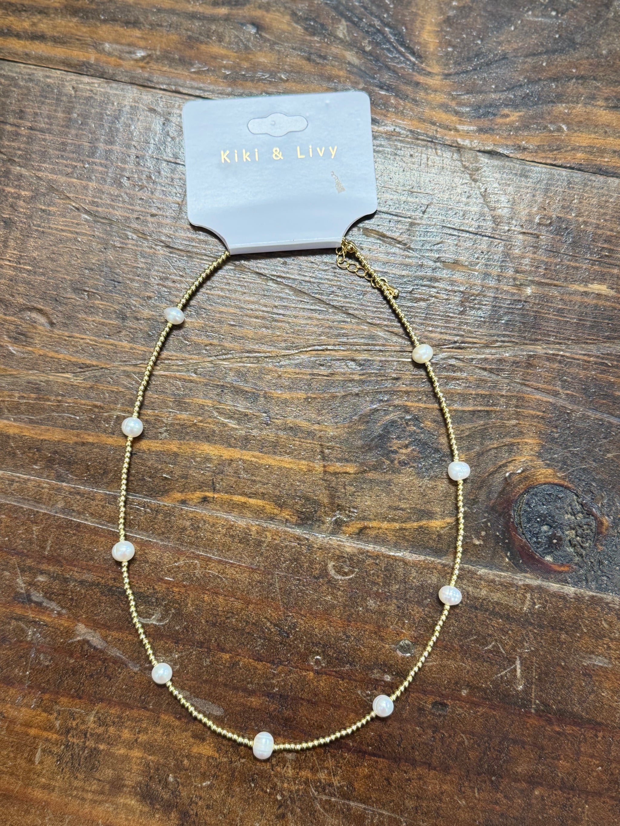 Gold/White Bead Choker