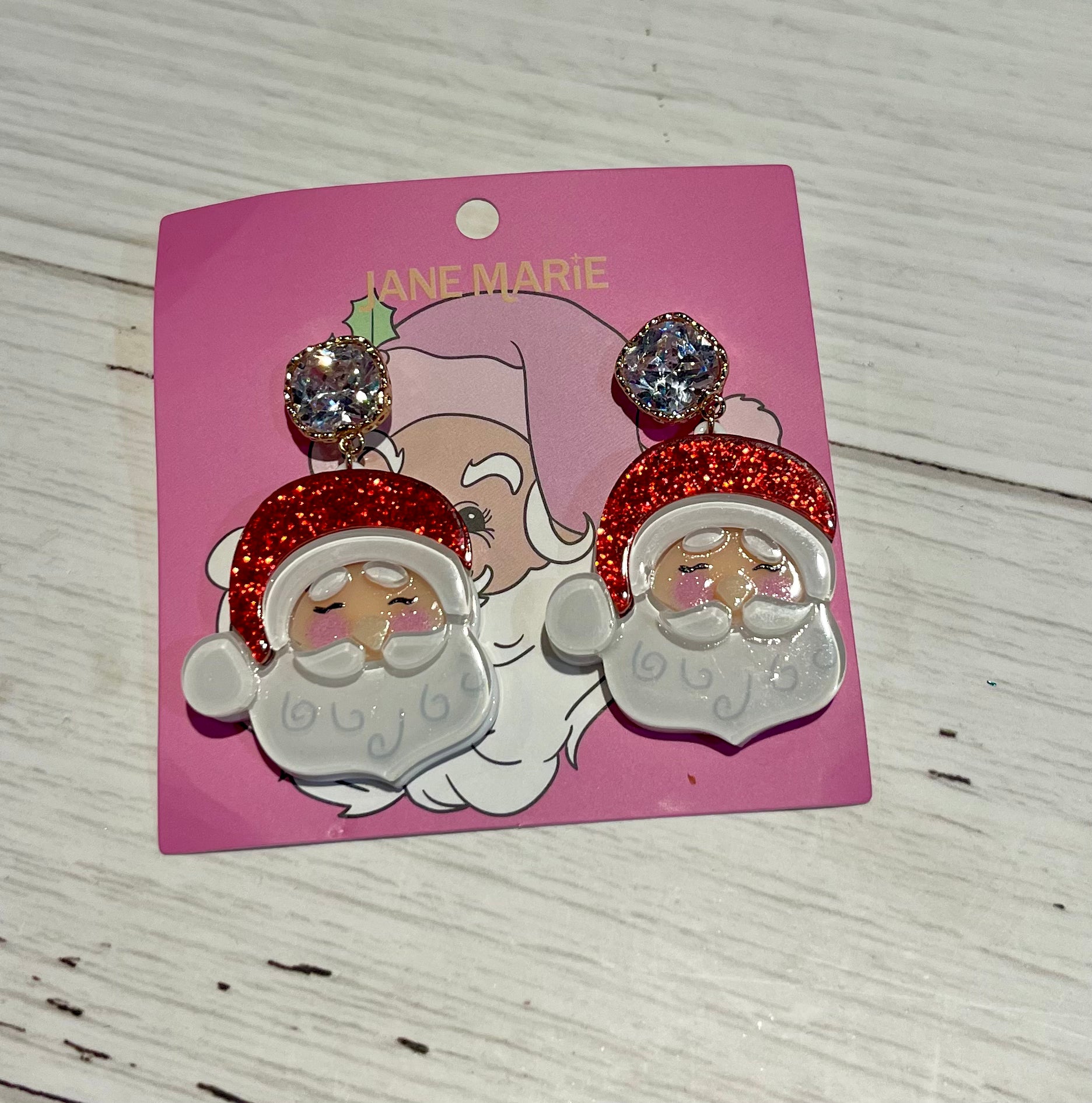 Crystal Drop Santa Earrings