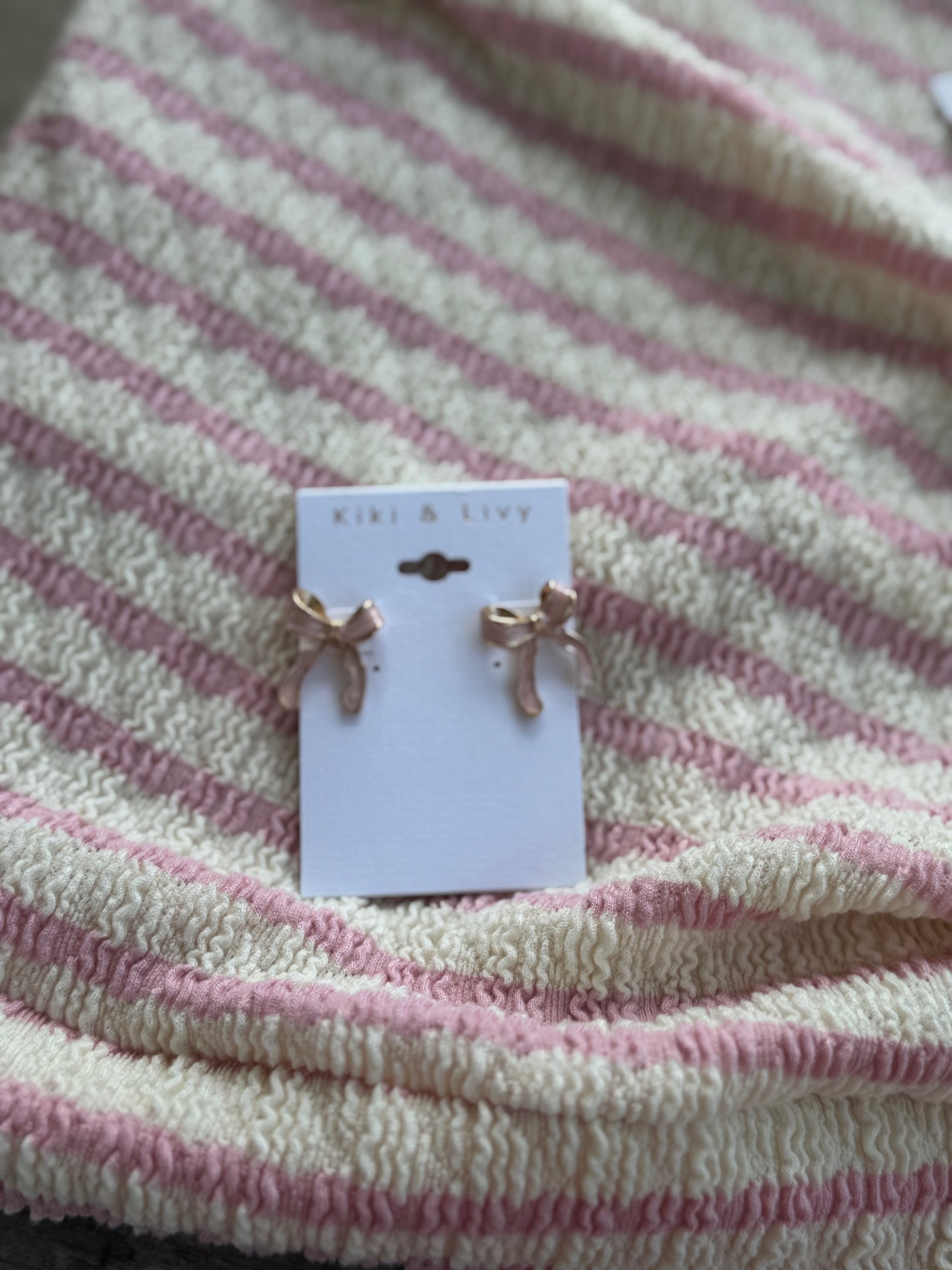 Pink Bow Stud Earrings