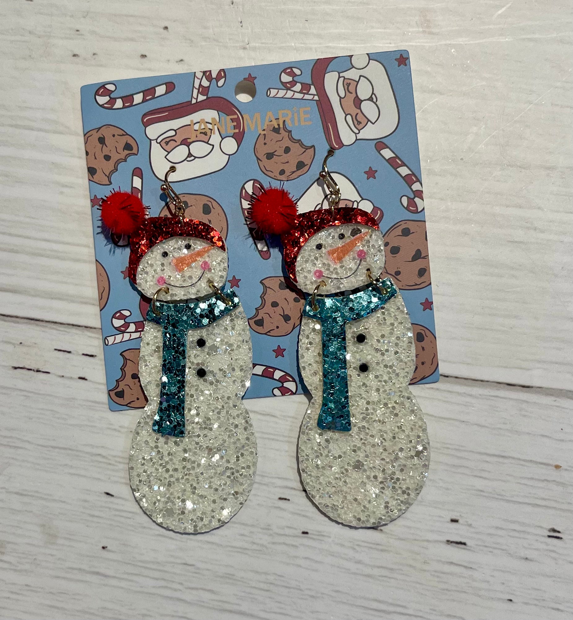 Glitter Snowman Earrings