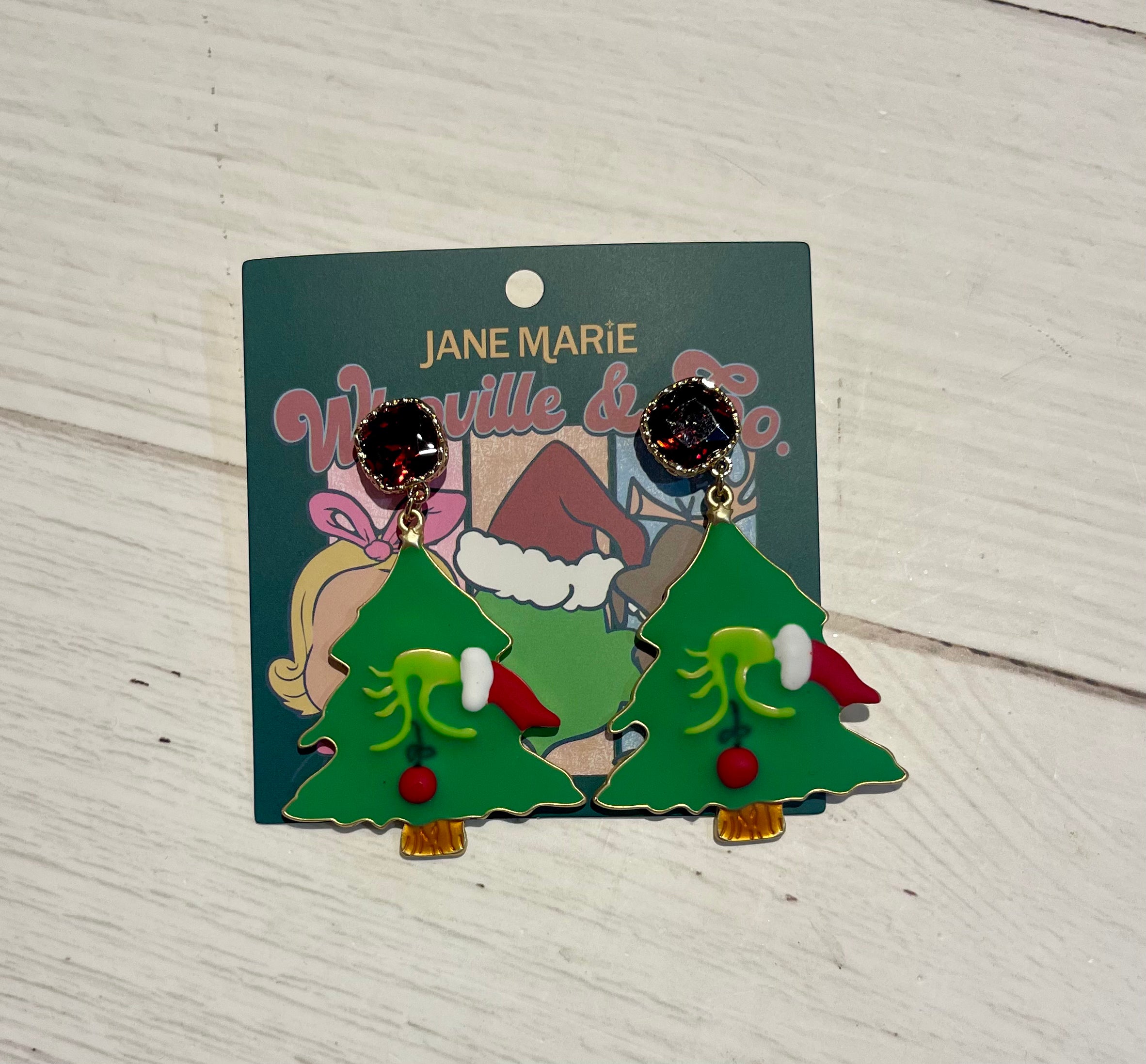 Grinch Christmas Tree Earrings