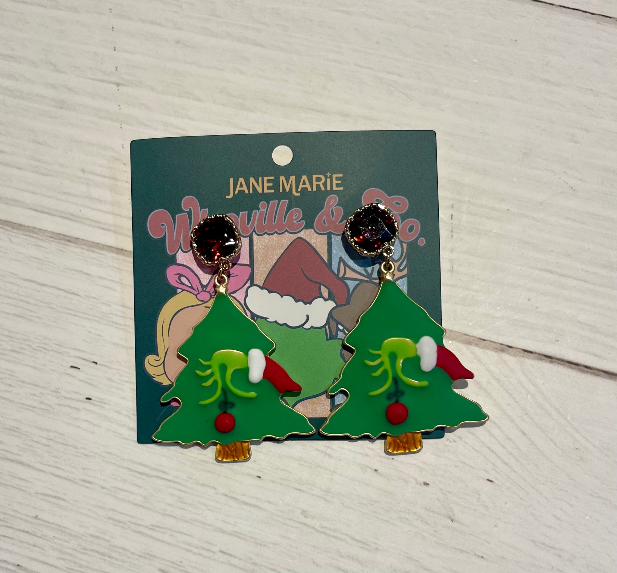 Grinch Christmas Tree Earrings