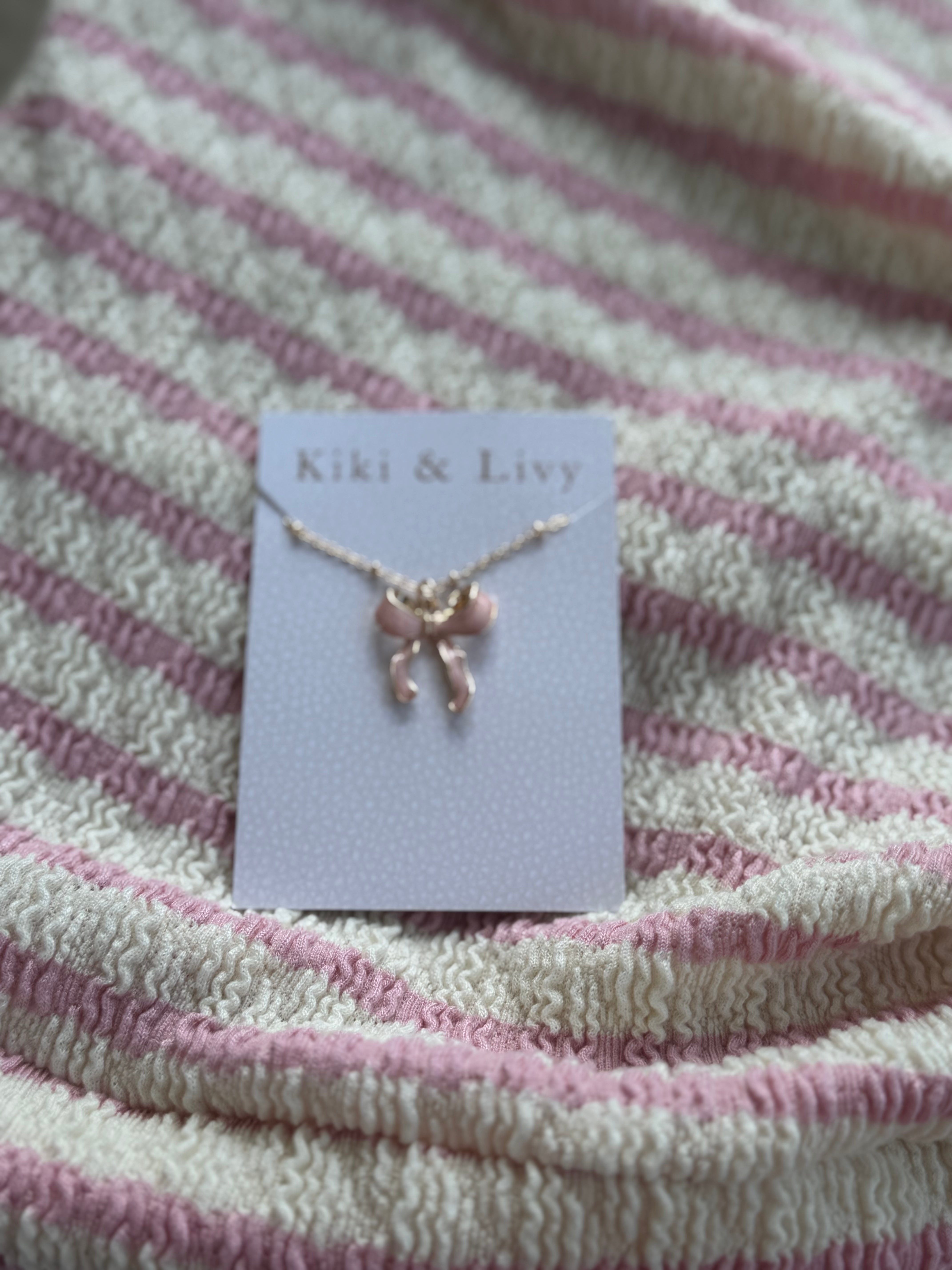 Pink Bow Necklace