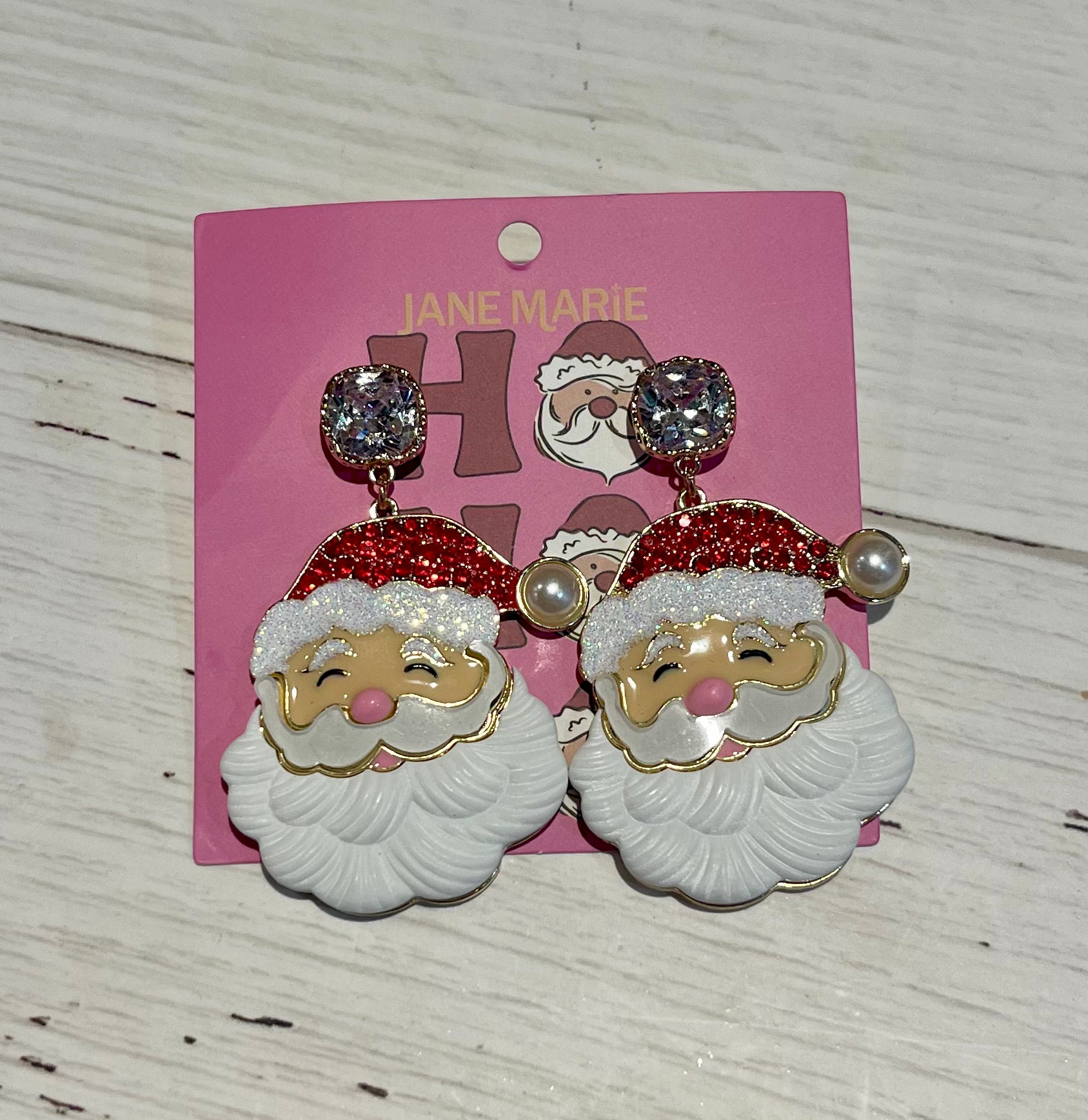 Pink Nose Santa Earrings