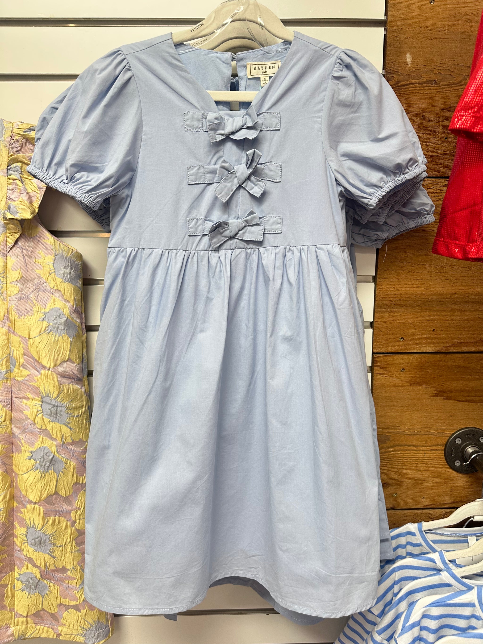 Girls Blue Bow Dress