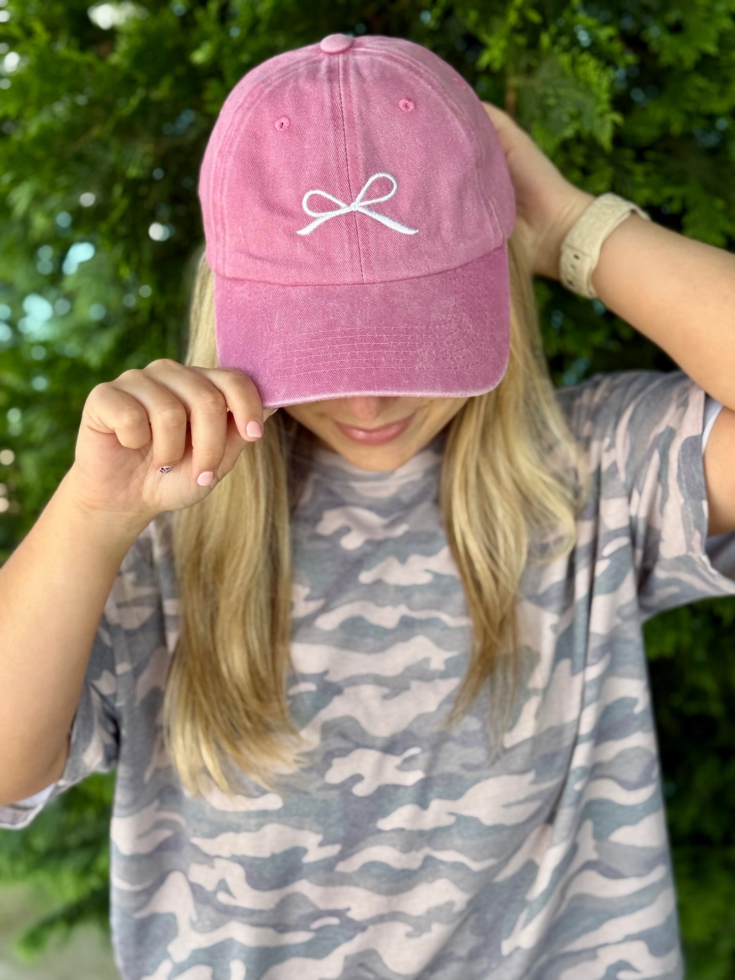 Ribbon Bow Embroidered Hat