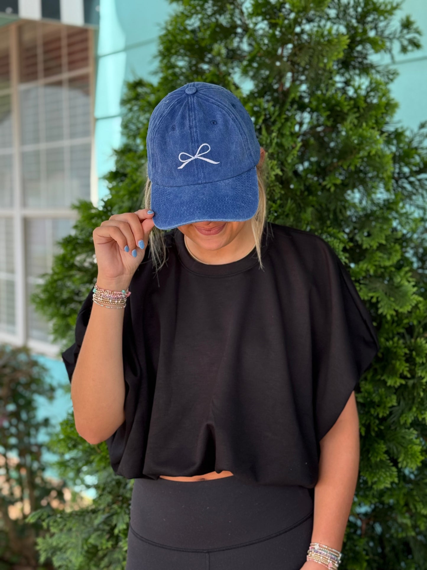 Ribbon Bow Embroidered Hat