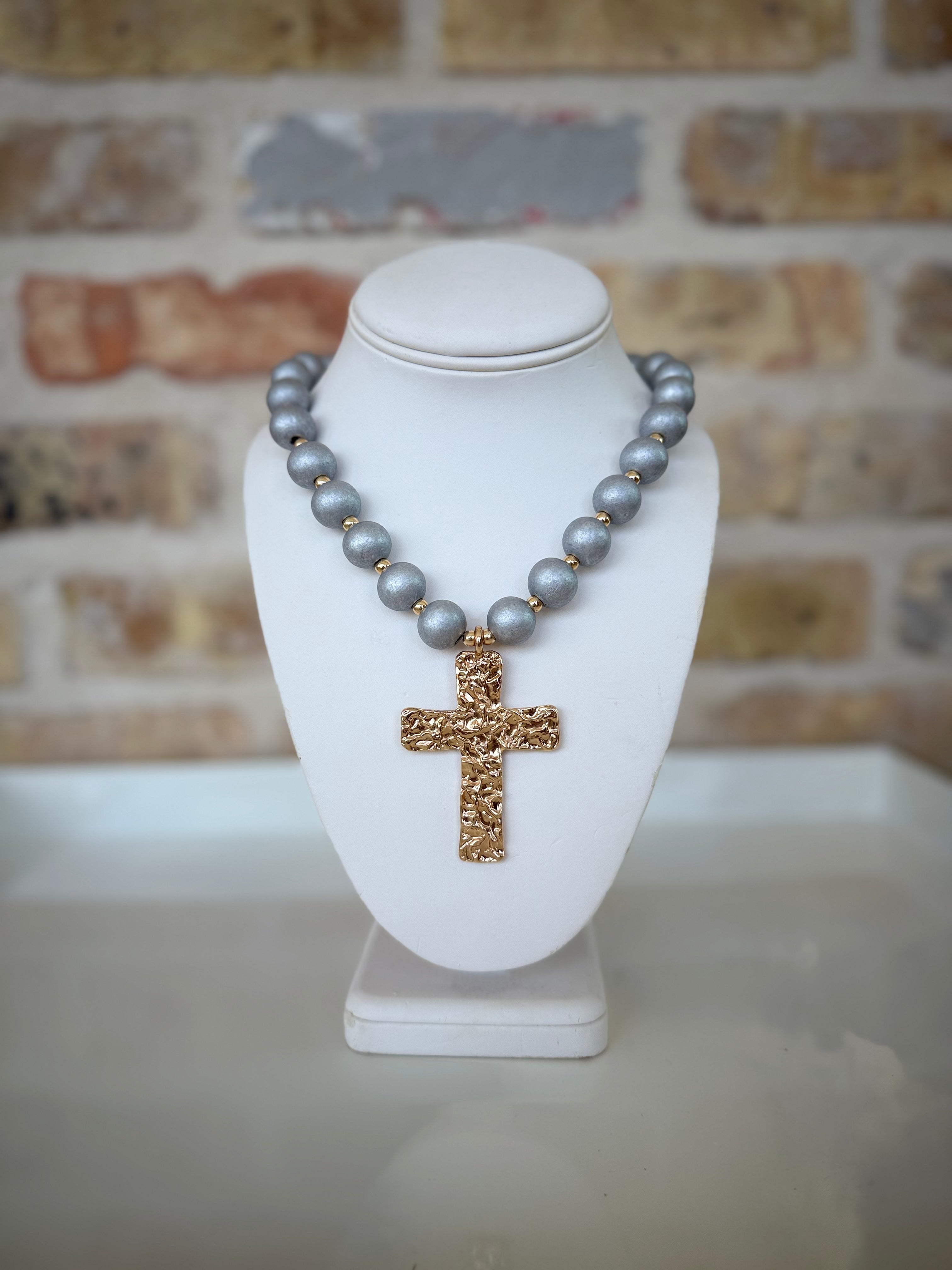 Silver Necklace w/Gold Cross
