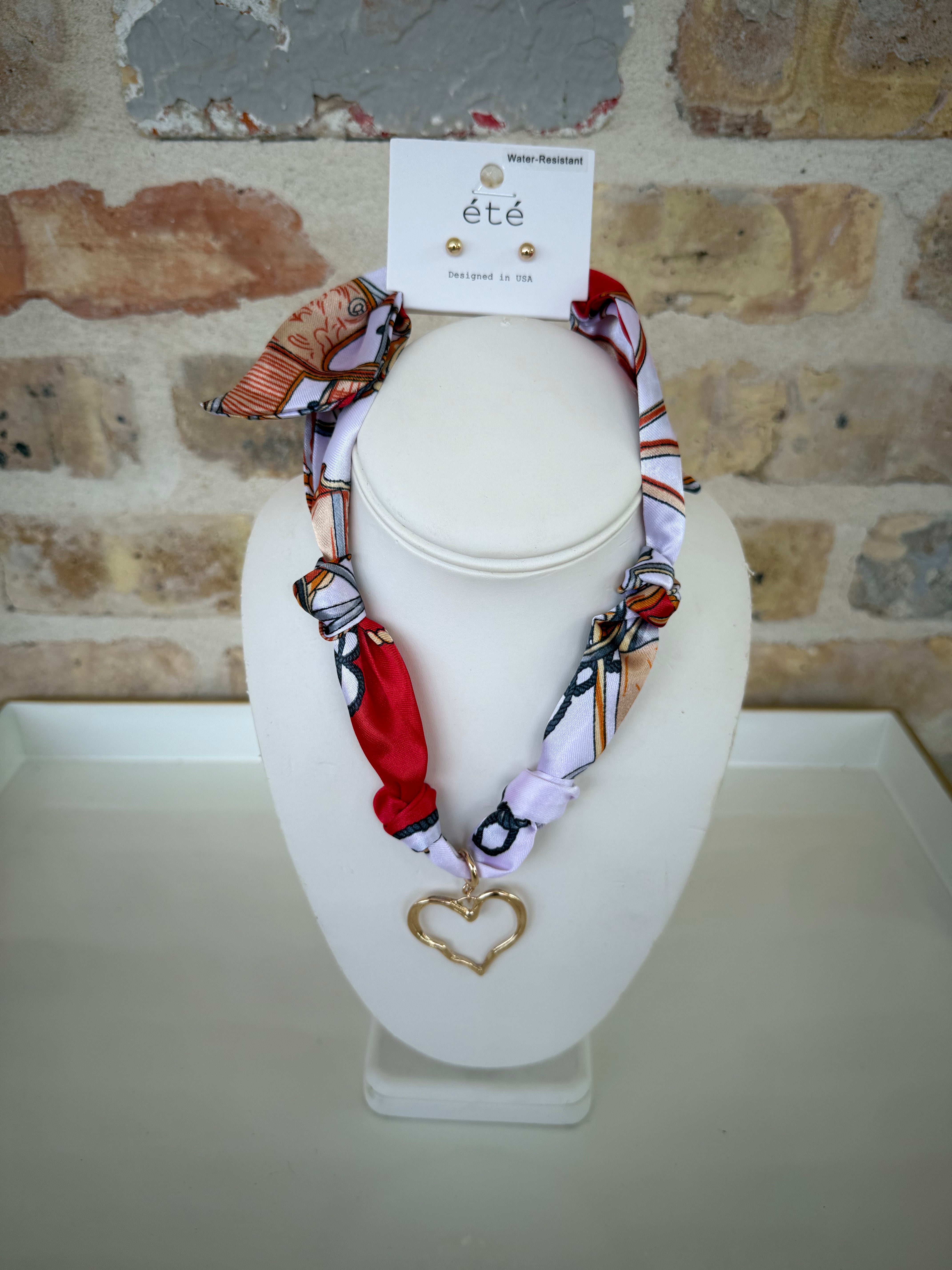 Heart Outline Scarf Necklace