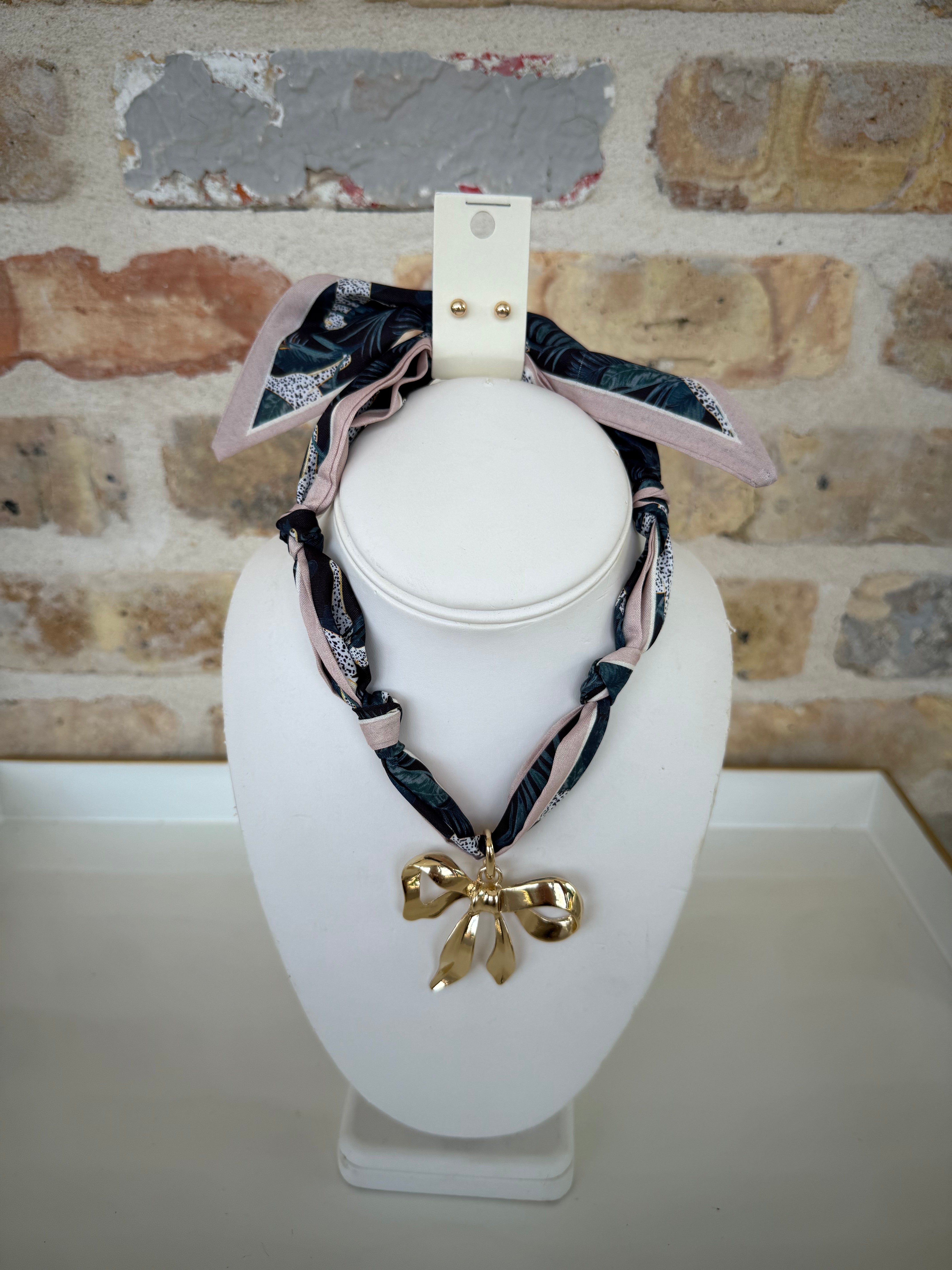 Scarf Necklace w/ Fancy Bow
